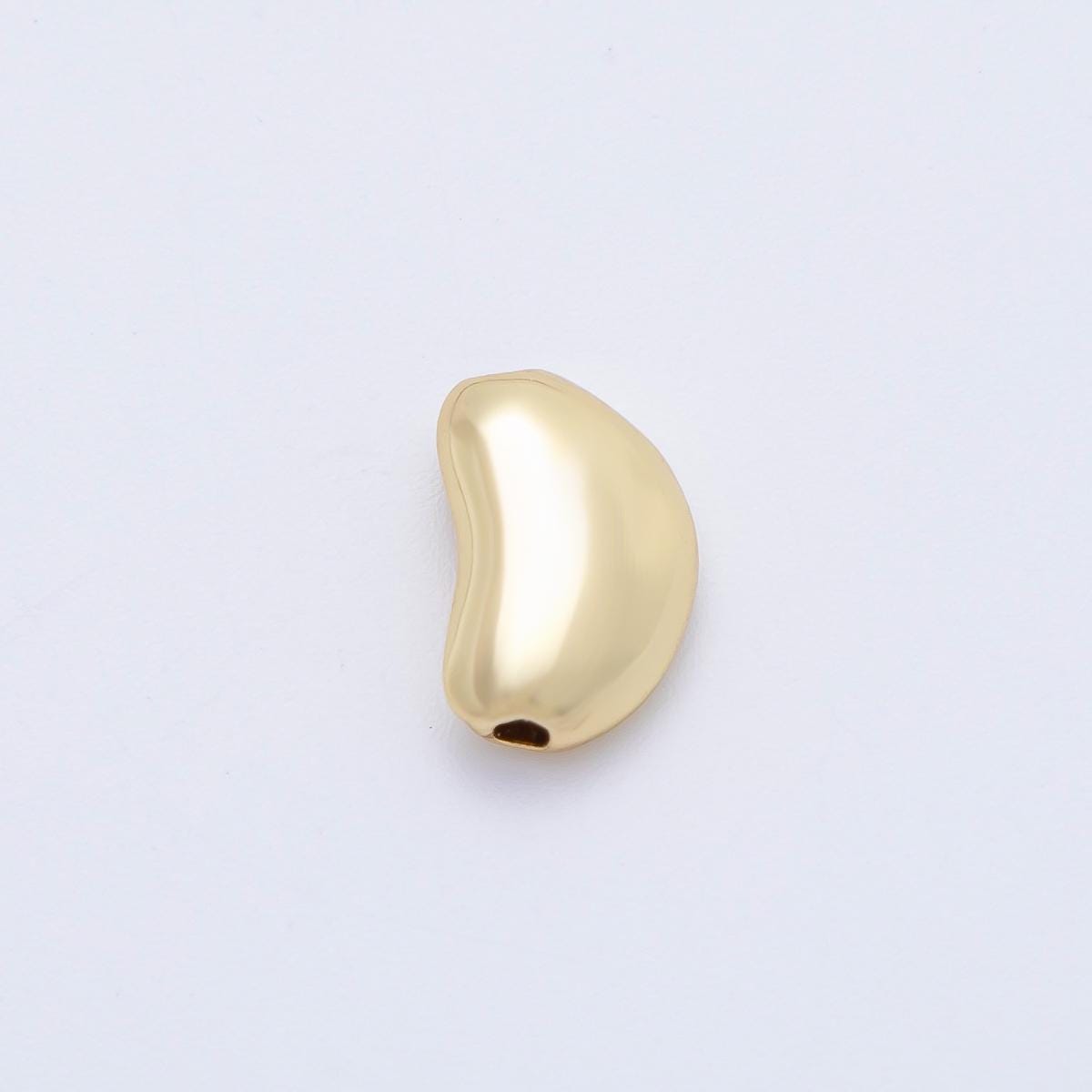 18K Gold Filled Bean Beads, Large Hole Beads, Puffed Pebble Charms Beads for Necklace Bracelet Component Slider Cord AF-1091