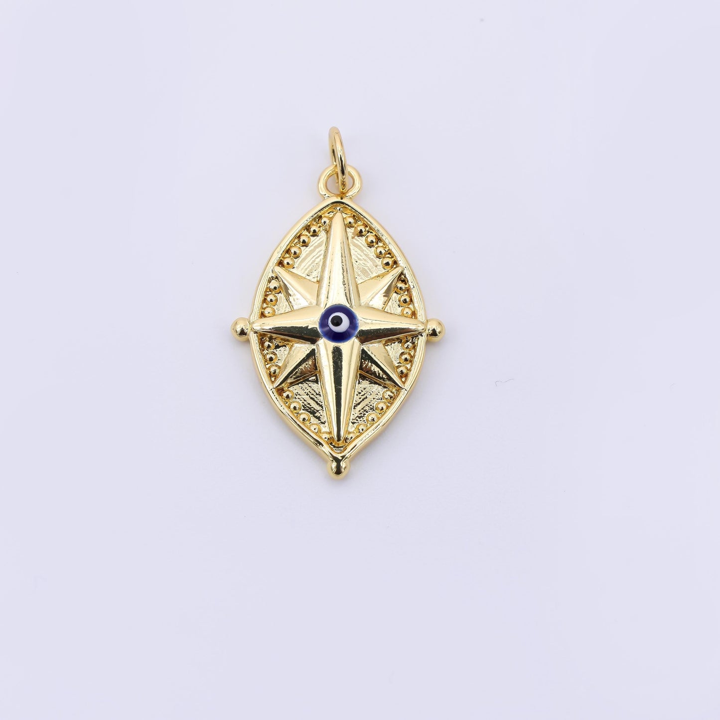 24K Gold Filled 24.5mm Celestial Northern Star Compass Charm | AC1606