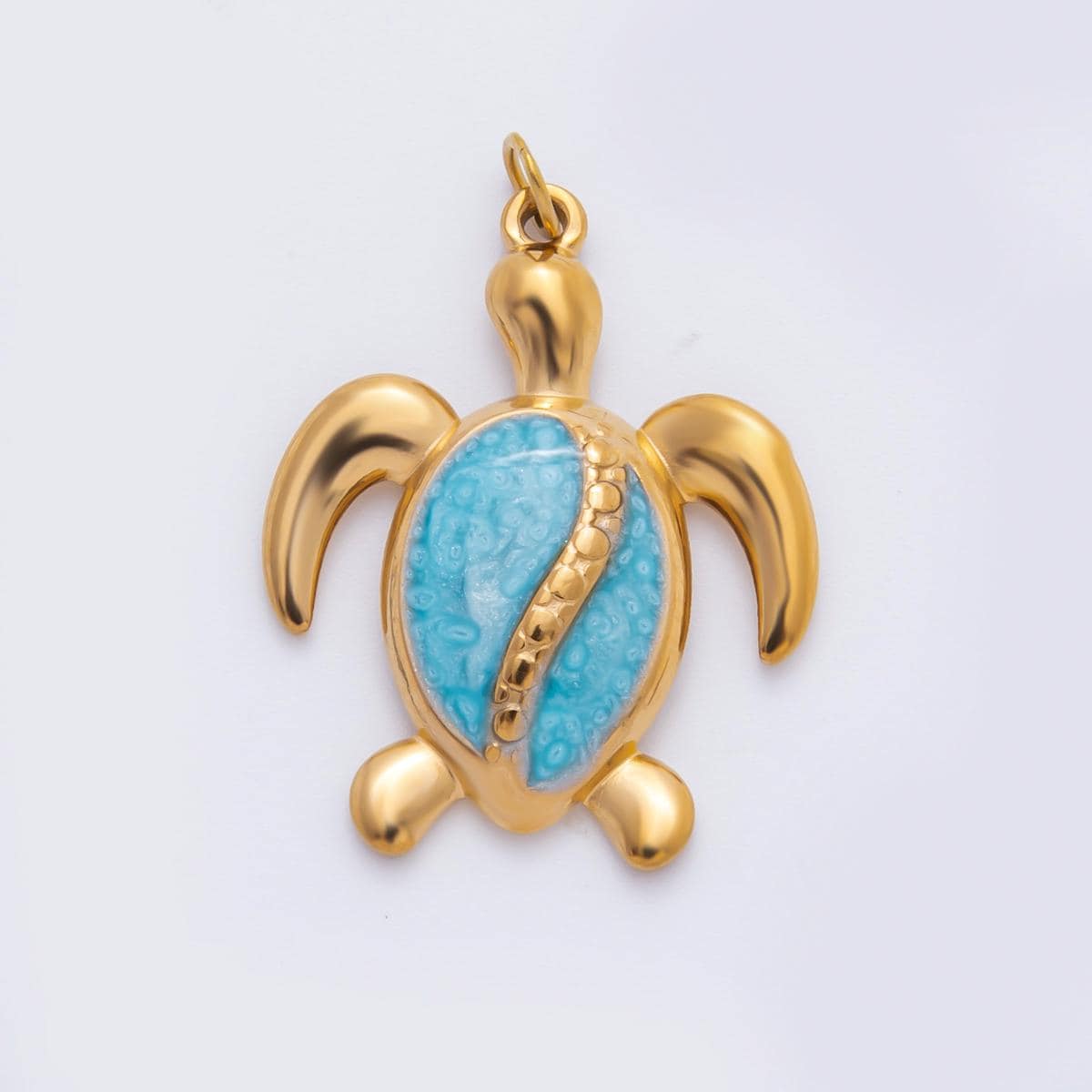 Stainless steel 33.5mm Turtle Charm minimalist Enamel Beach Animal Pendant in gold Under the Sea pendant | C-201