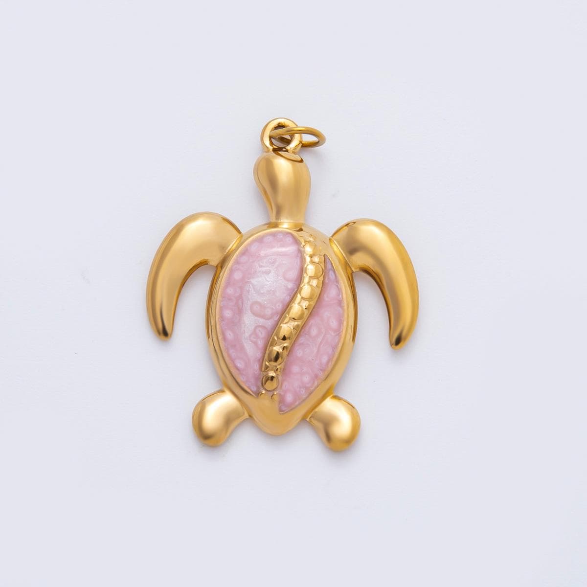 Stainless steel 33.5mm Turtle Charm minimalist Enamel Beach Animal Pendant in gold Under the Sea pendant | C-201