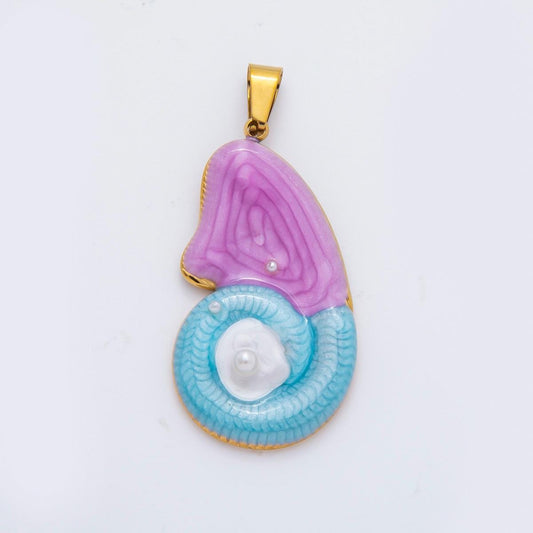 PVD Gold Stainless Steel Colorful Enamel Amanite charms Ammonite Shell Shell Charm Beach Jewelry Making Supply | j-910