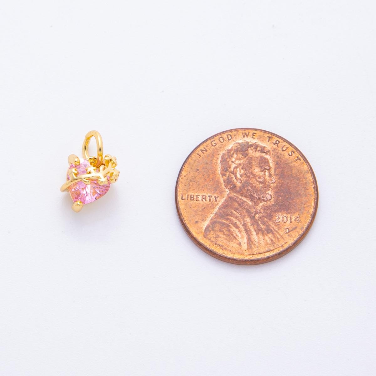 Heart CZ Charms | Pink & Black Crystal Heart Pendant with Vine Design | Jewelry Making Supplies C-636