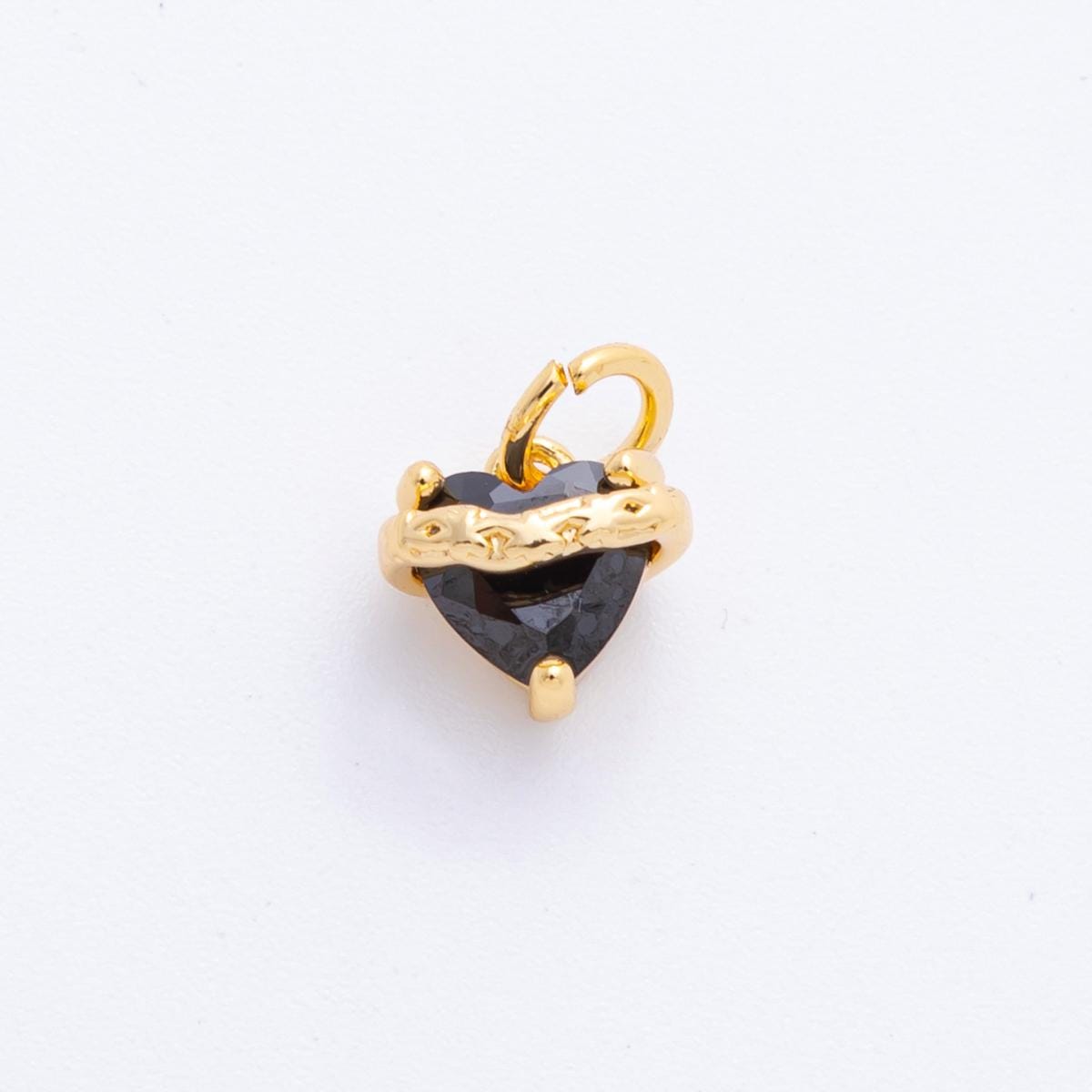 Heart CZ Charms | Pink & Black Crystal Heart Pendant with Rustic Design | Jewelry Making Supplies C-639