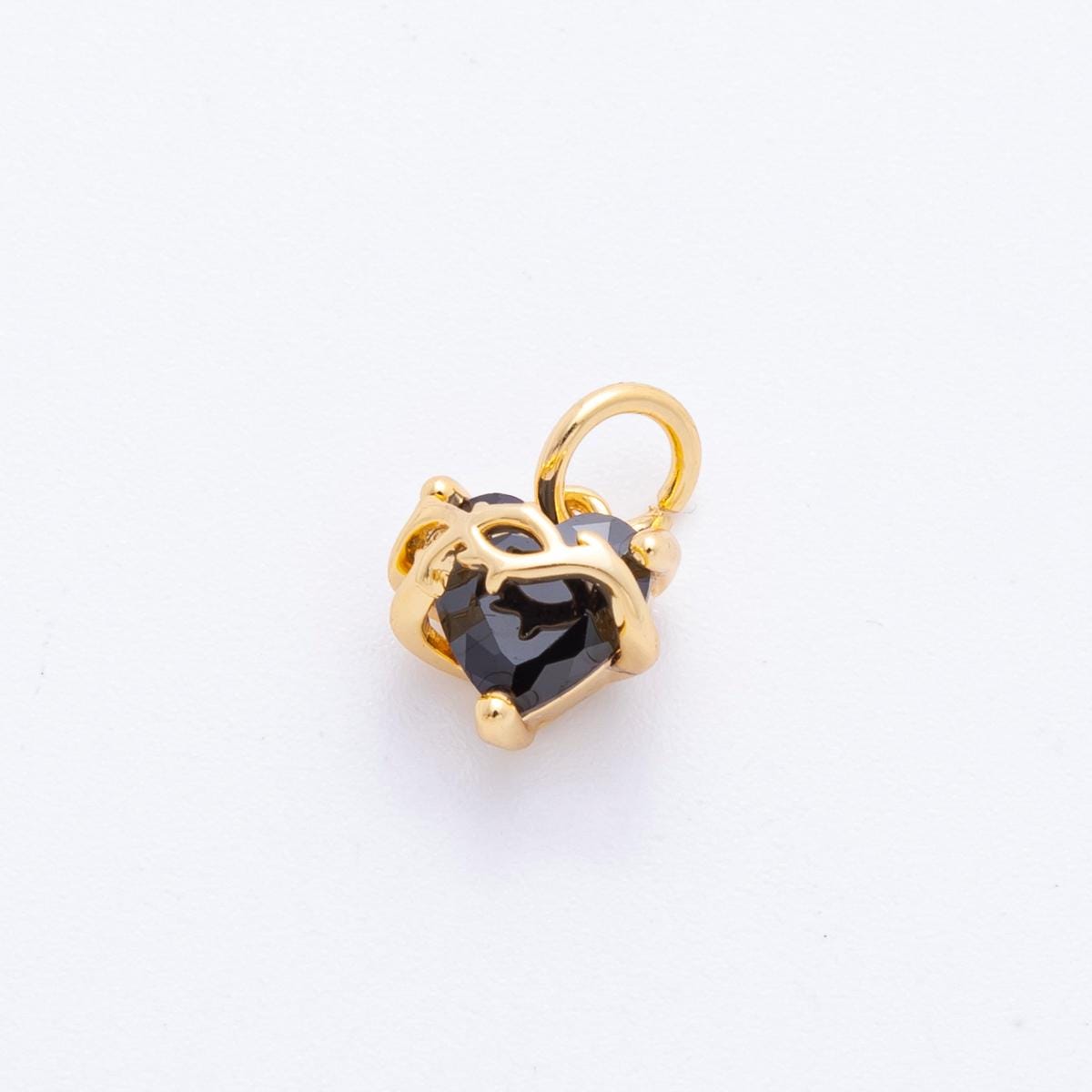 Heart CZ Charms Black Crystal Heart Pendant with Vine Design for Jewelry Making Supplies C-707