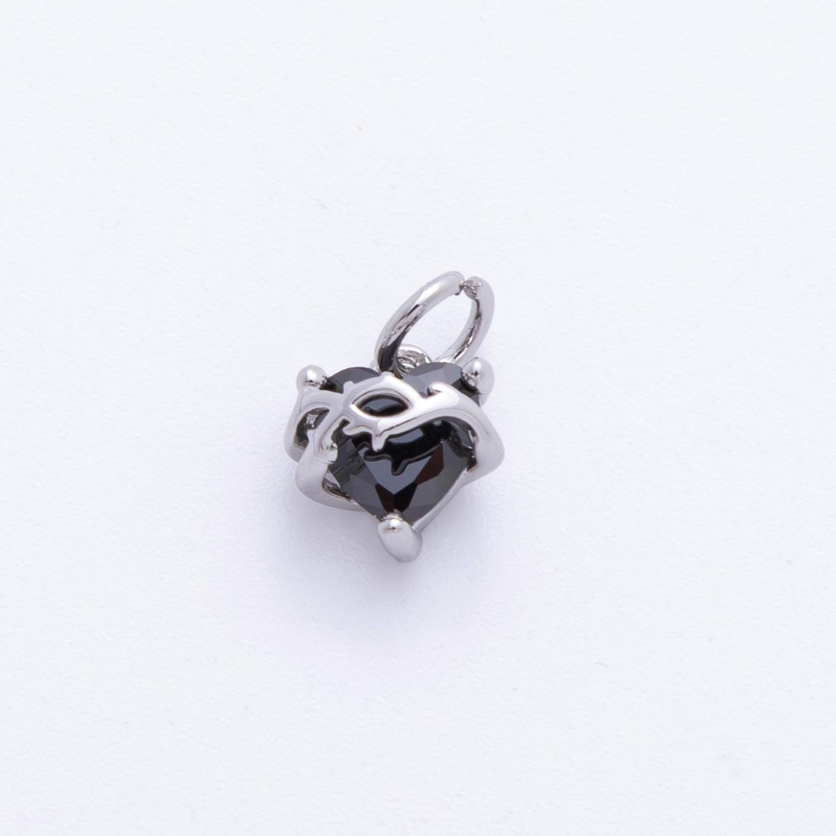 Heart CZ Charms Black Crystal Heart Pendant with Vine Design for Jewelry Making Supplies C-707