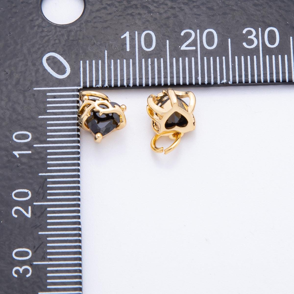 Heart CZ Charms Black Crystal Heart Pendant with Vine Design for Jewelry Making Supplies C-707