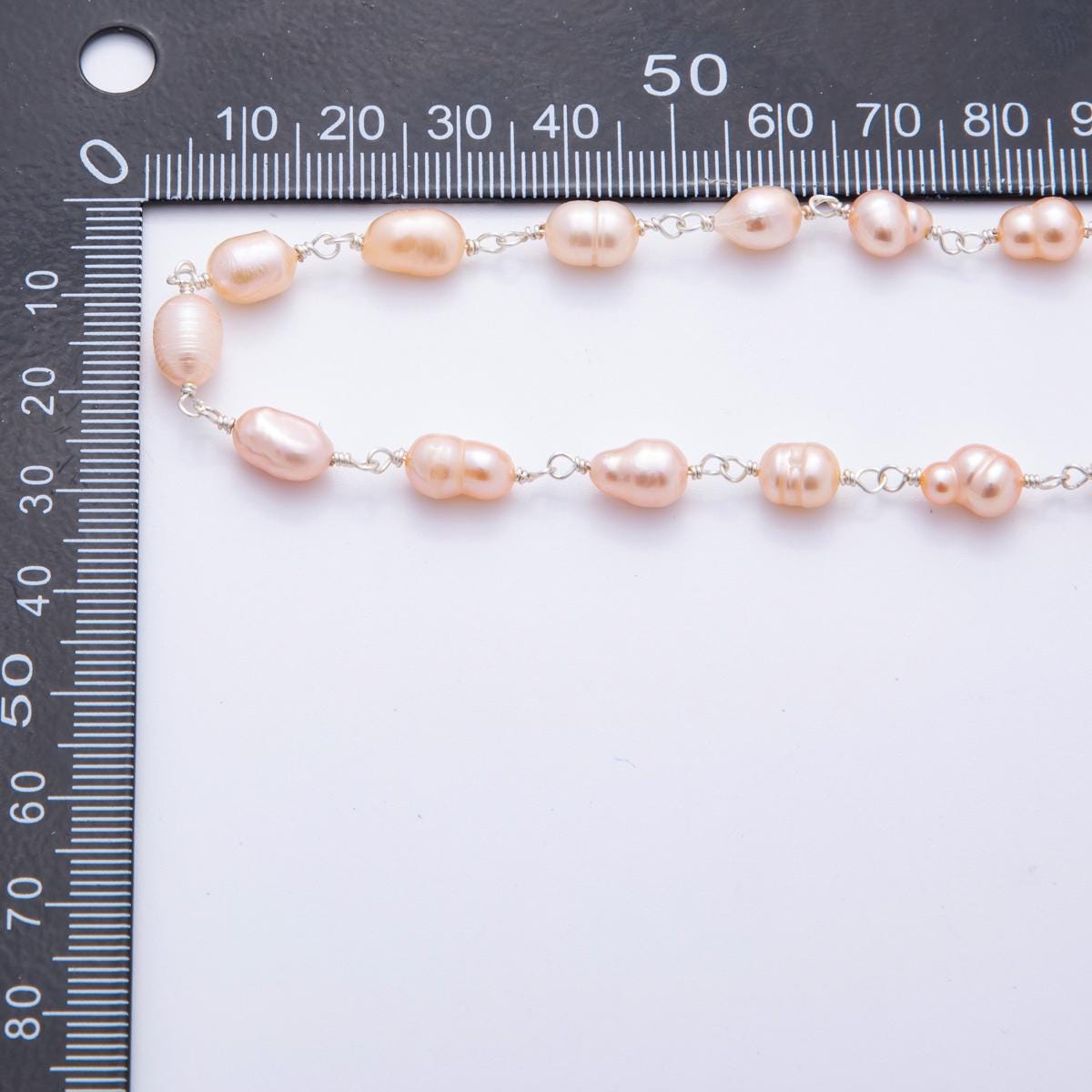 Pearl Rosary Chain 6mm Oval Potato Pearl Beads 18k Gold Filled Rosary Chain, Wire Wrapped Rosary Chain ROLL-1709