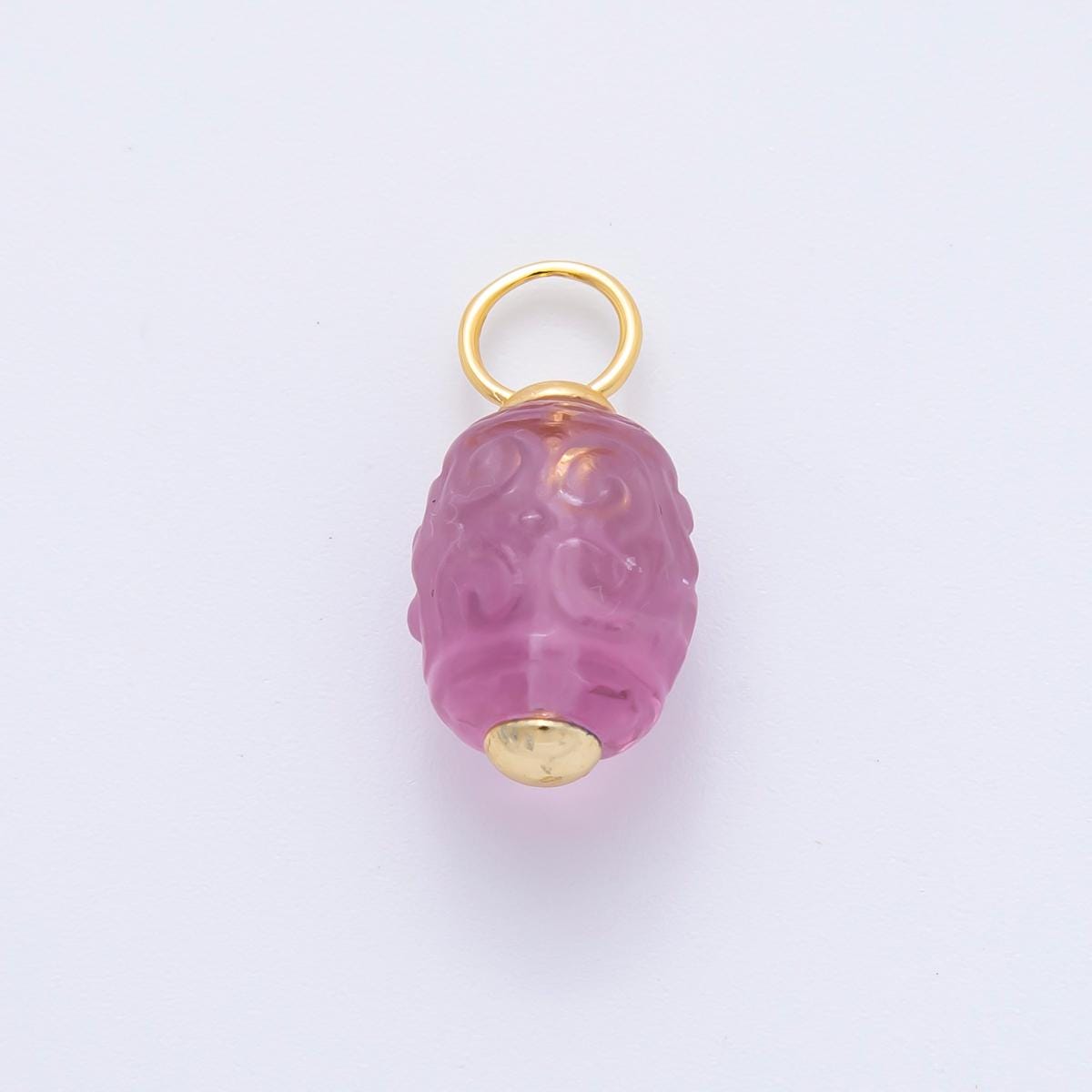 18k gold filled charm natural gemstone Fluorite Textured Barrell Tube bail pendant | E-042