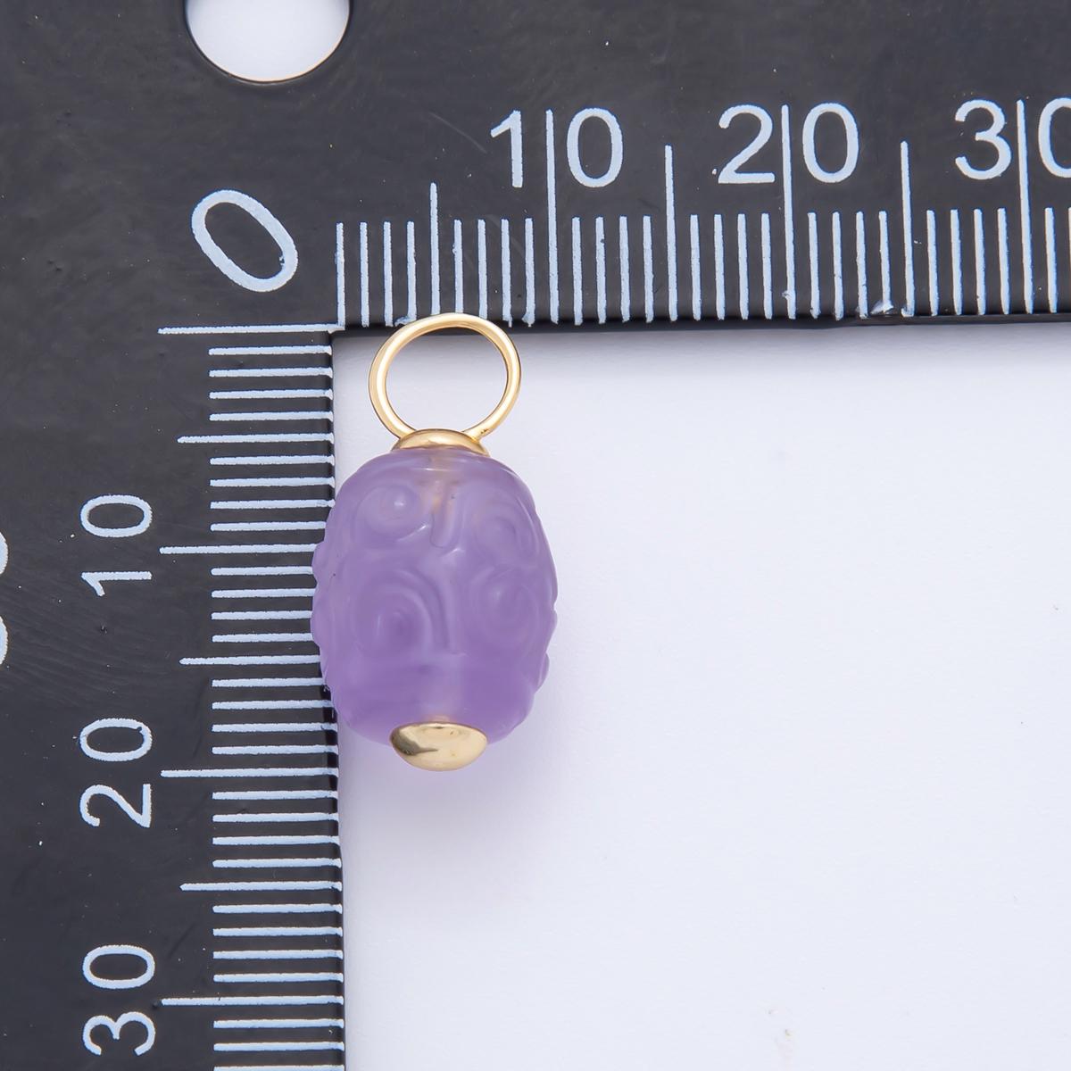 18k gold filled charm natural gemstone Fluorite Textured Barrell Tube bail pendant | E-042