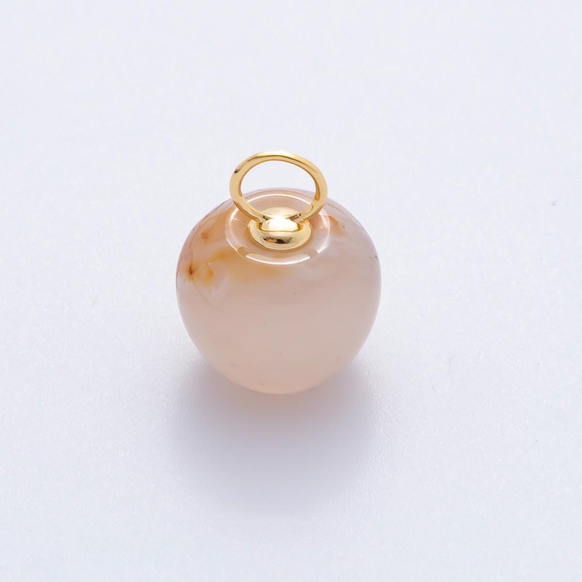 18k gold filled charm natural gemstone Fluorite Textured Flower Ornament pendant | E-071