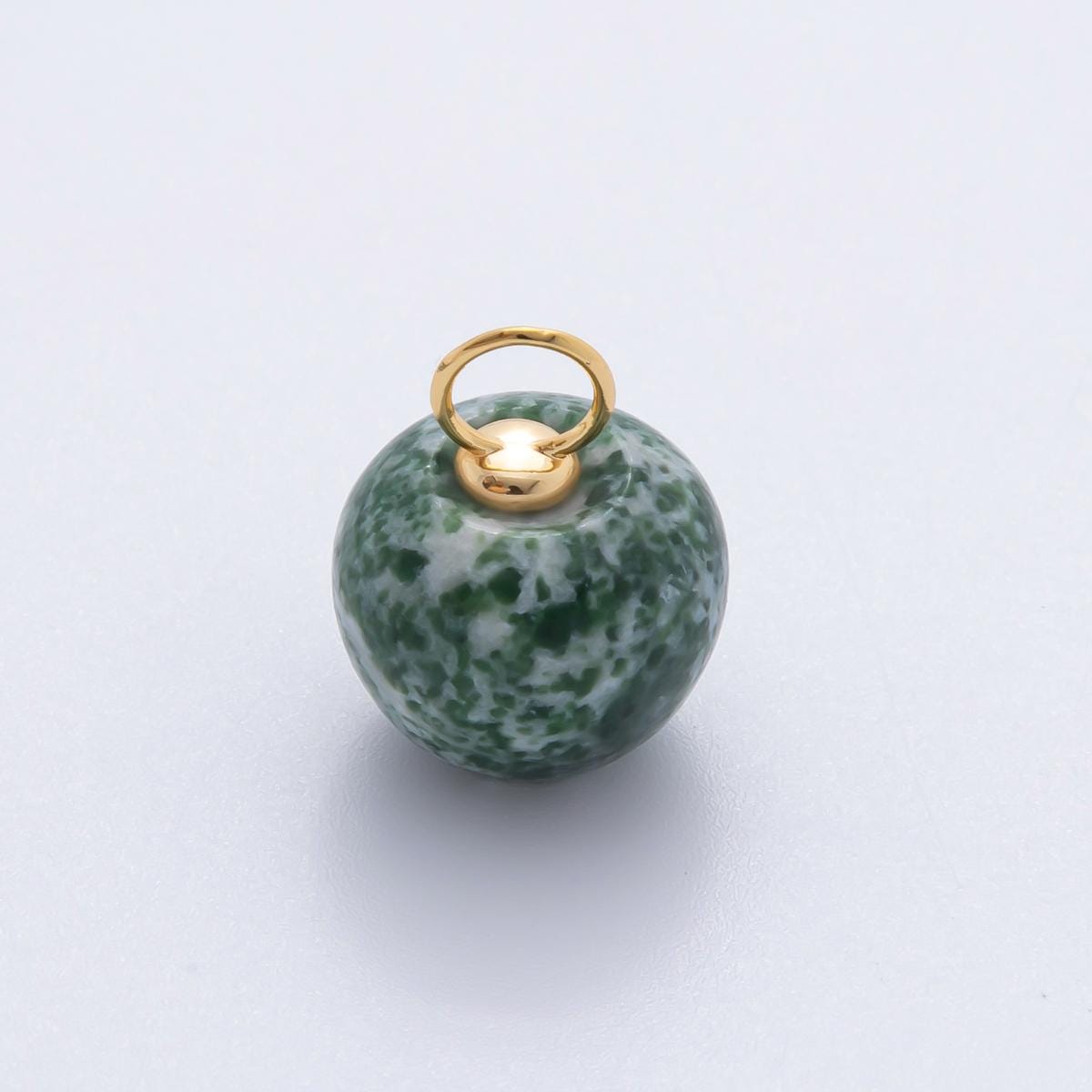 18k gold filled charm natural gemstone Fluorite Textured Flower Ornament pendant | E-071