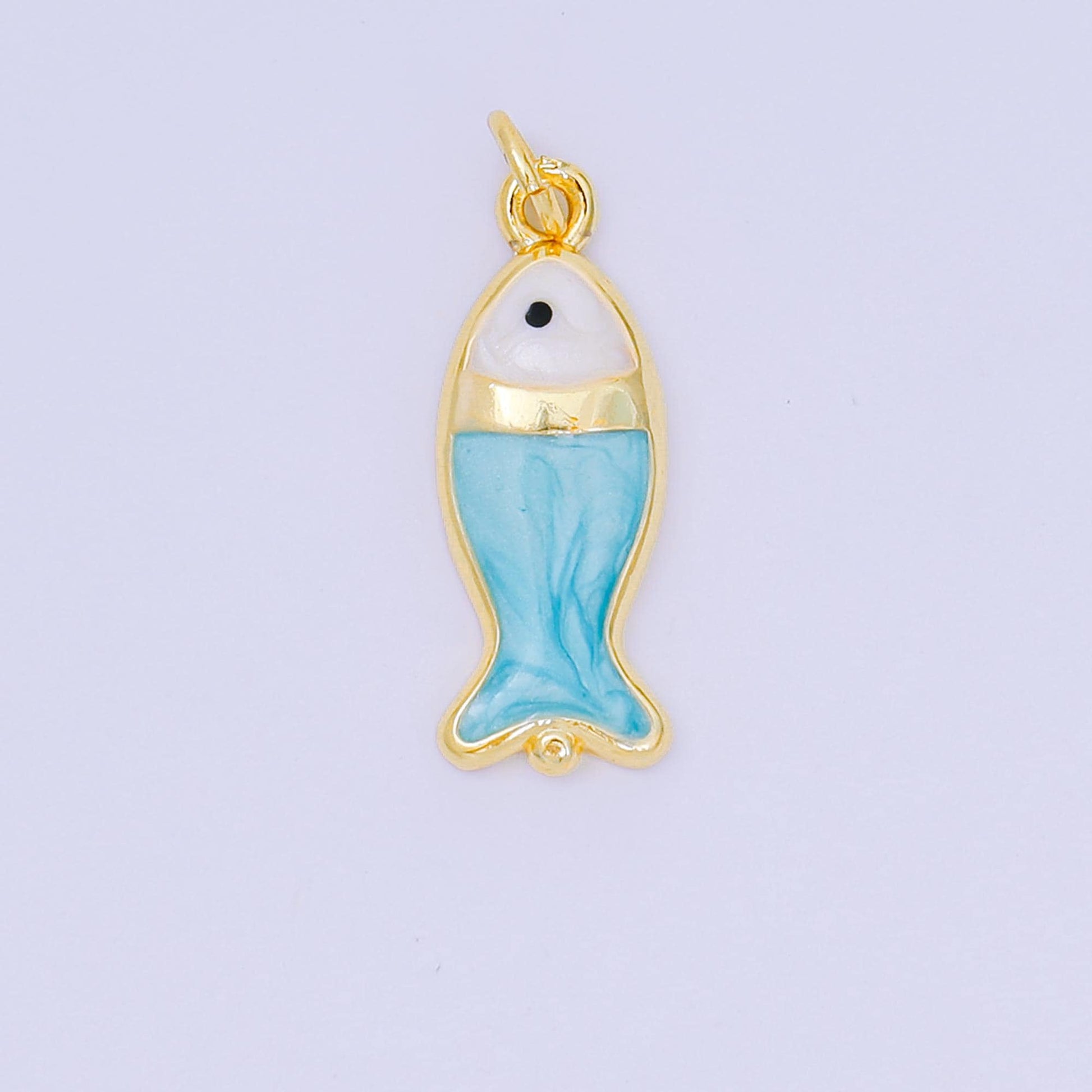 Dainty Baby Gold fish Charms 24K Gold Filled Enamel Sardines Pendant Charm Bracelet Necklace for DIY Jewelry Making Supply D-367