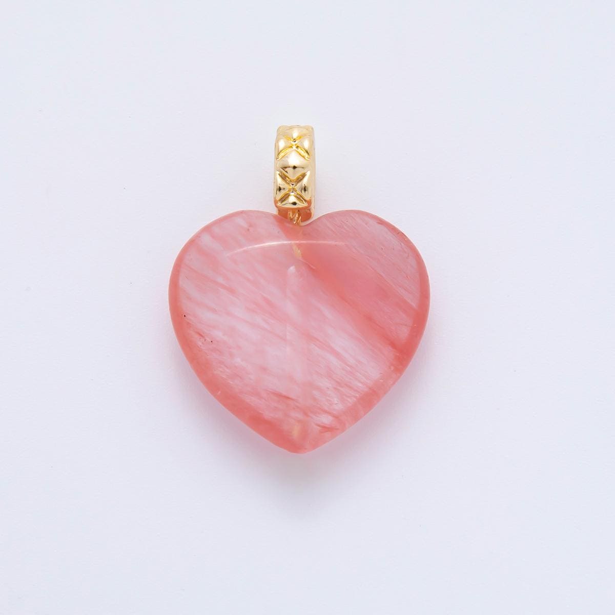 1x Puffy Heart 20mm Healing Gemstone Charm Good Vibe Chakra Charm Carnelian, Quartz Jade Stone Heart Charm C-766