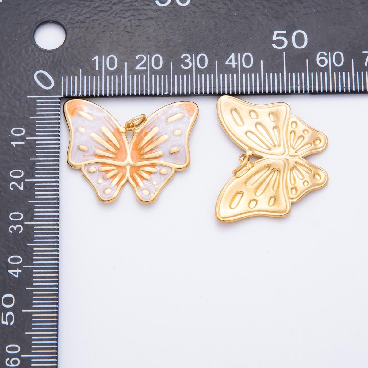 Enamel mariposa butterfly charm Dual colors butterfly charm pendant for necklace earring supply component in 18k gold filled j-232