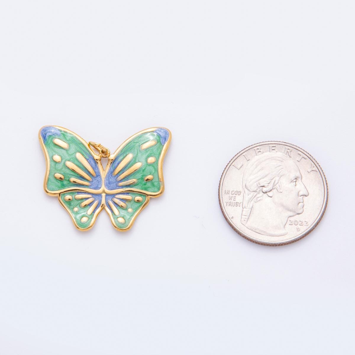 Enamel mariposa butterfly charm Dual colors butterfly charm pendant for necklace earring supply component in 18k gold filled j-232