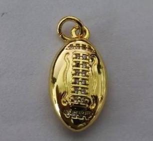 Dainty 24k gold filled Football pendant small charm for handmade jewelry supplies Silver micro pave cubic ball charm Sport Varsity Ball n555