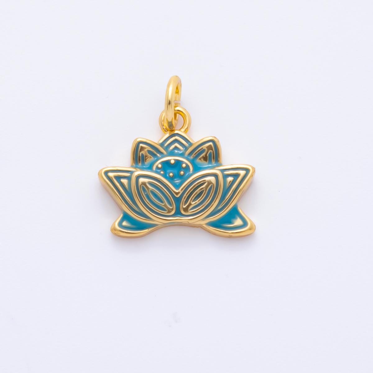 Dainty 18k gold filled lotus flower charm Enamel Yoga Bohemian Jewelry Inspired for bracelet necklace earring supplies E644
