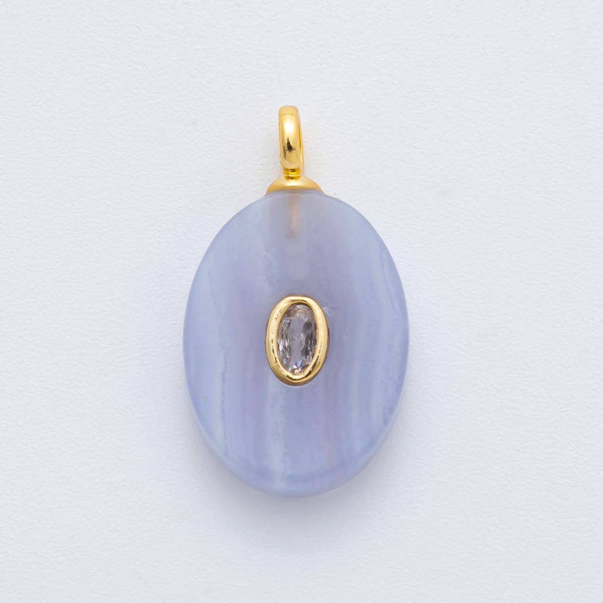 18K Gold Filled Natural Stone Pendant Oval Gemstone Charm Bracelet Necklace for DIY Jewelry Making Supply Birthstone Jewelry N-720