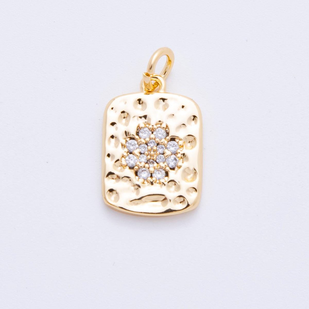 Small gold texture tag charm for star jewelry making mini gold filled celestial pendant for bracelet necklace earring supply | E-727
