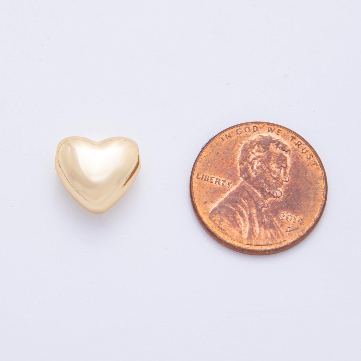 18K Gold Filled 11mm Minimalist Puffy Heart Bead Spacer Set AF-1059