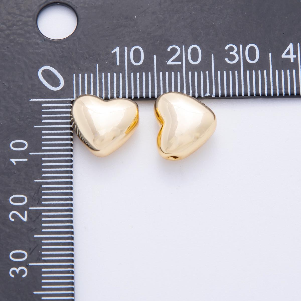 18K Gold Filled 11mm Minimalist Puffy Heart Bead Spacer Set AF-1059