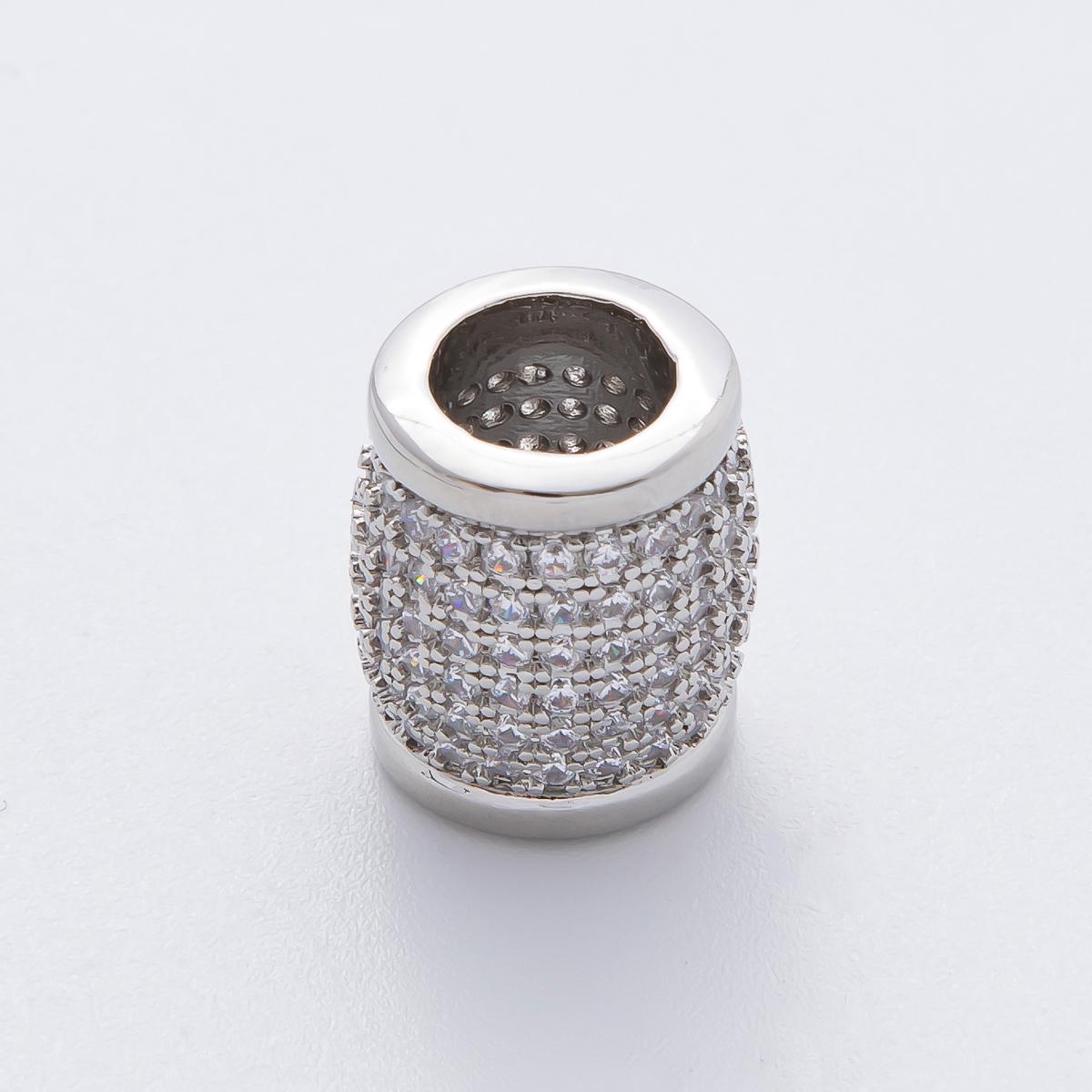 Big Barrel bead spacer 18k Gold Filled pave black cz Tube slider charm for men women jewelry making supplies AF-A1066