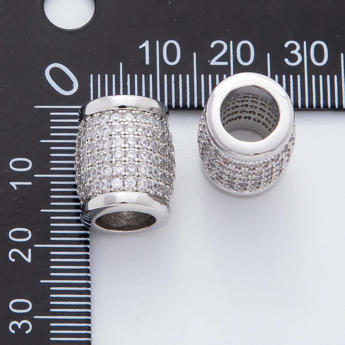Big Barrel bead spacer 18k Gold Filled pave black cz Tube slider charm for men women jewelry making supplies AF-A1066