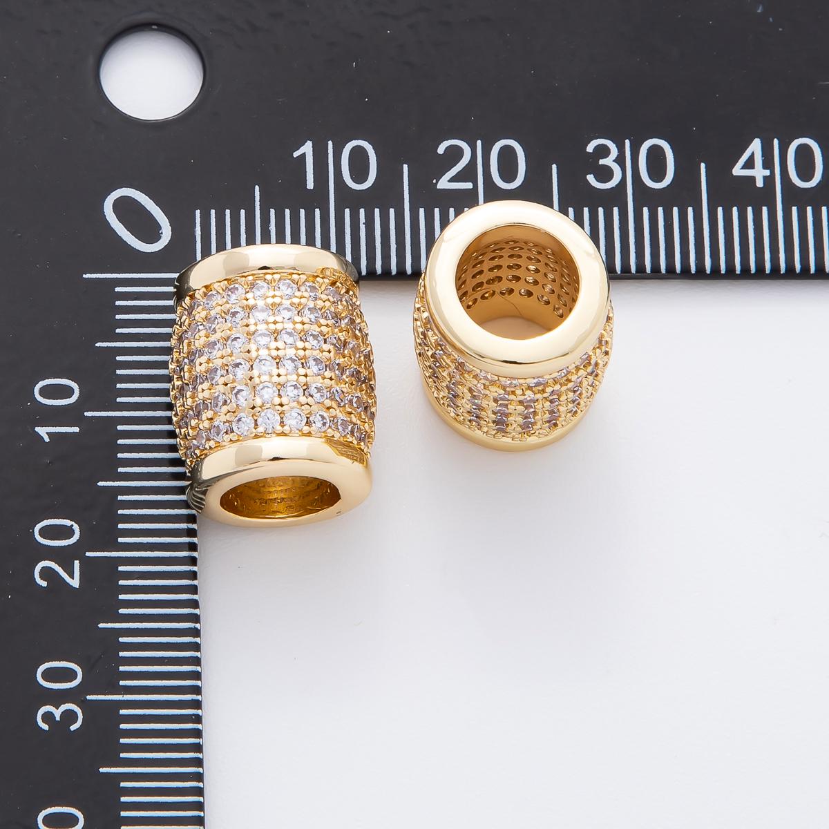 Big Barrel bead spacer 18k Gold Filled pave black cz Tube slider charm for men women jewelry making supplies AF-A1066