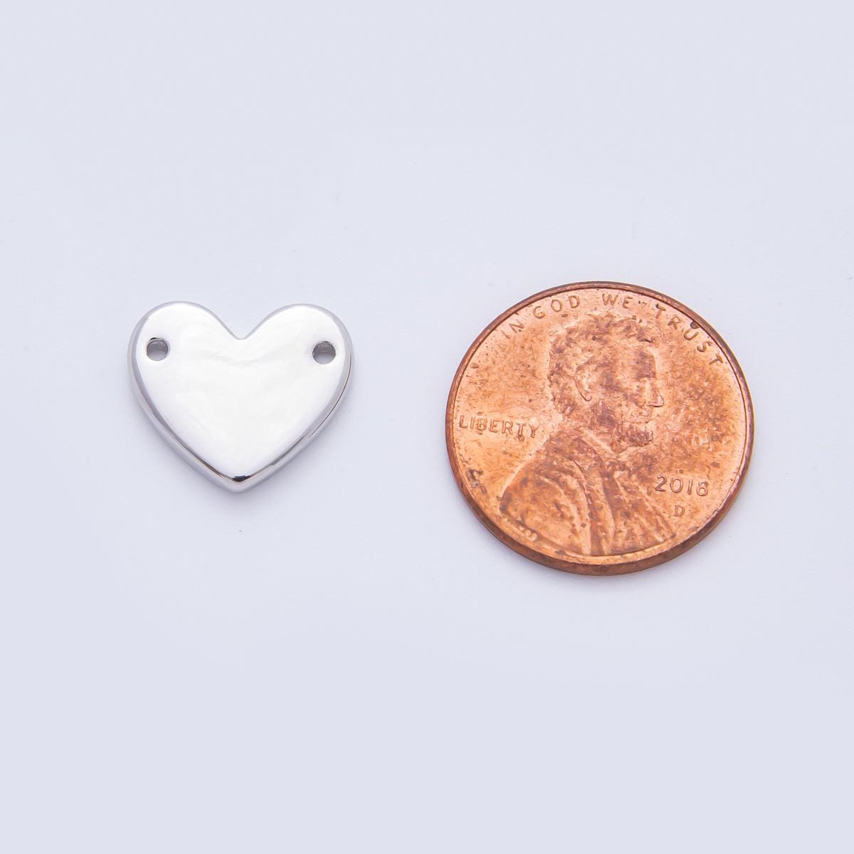 18K Gold Filled Flat Heart Charm Connector with Double hole for Necklace Bracelet Component Y-160