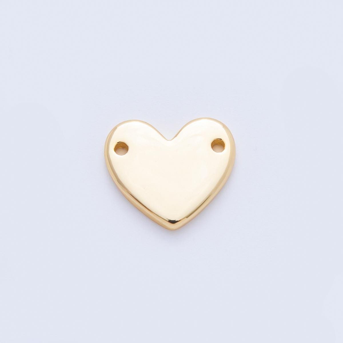 18K Gold Filled Flat Heart Charm Connector with Double hole for Necklace Bracelet Component Y-160