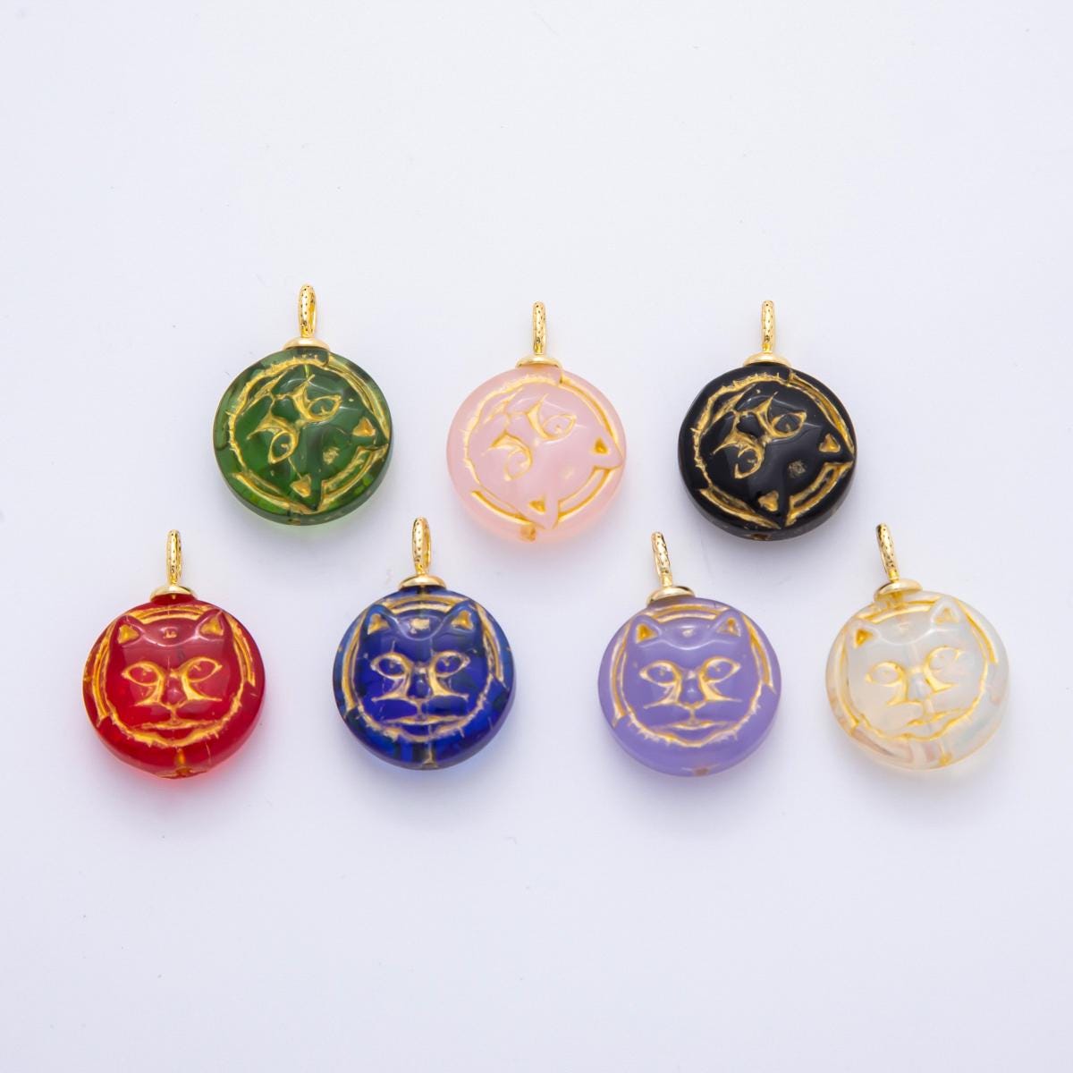 Dainty Colorful Cat Charm Animal pendant miniature gold Kitten charm for Pet necklace jewelry supply N-238