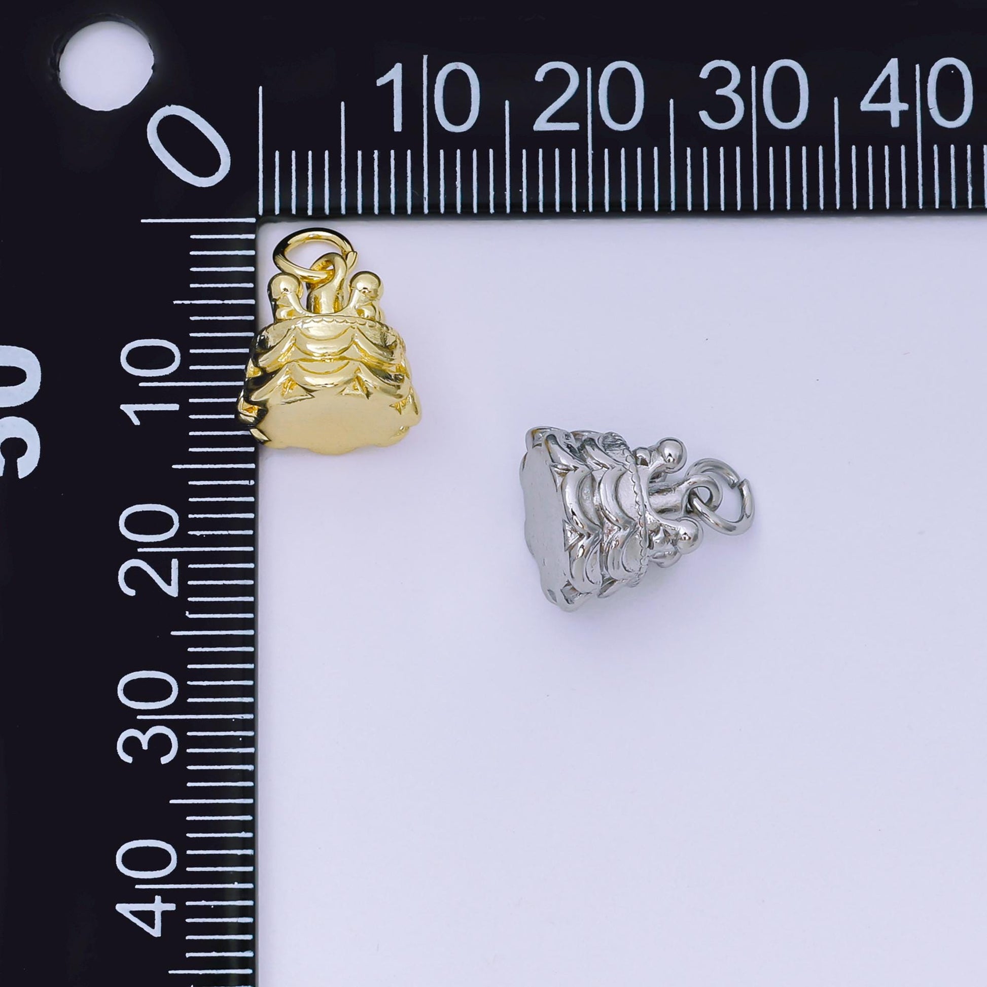 24K Gold Filled 11mm Birthday 2-Layered Cake Charm in Gold & Silver | AH-587