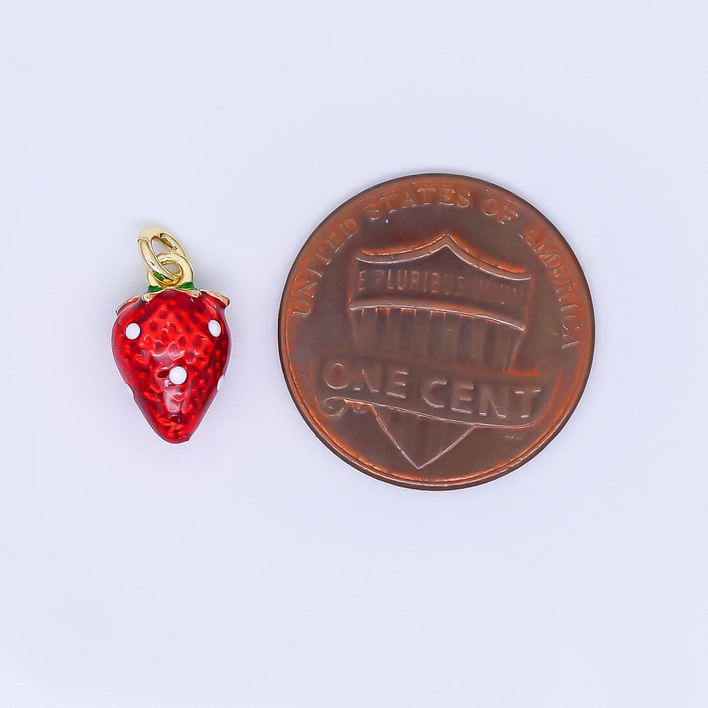 24K Gold Filled 11.5mm Glass Art Sweet Red Strawberry Fruit Charm | N-987