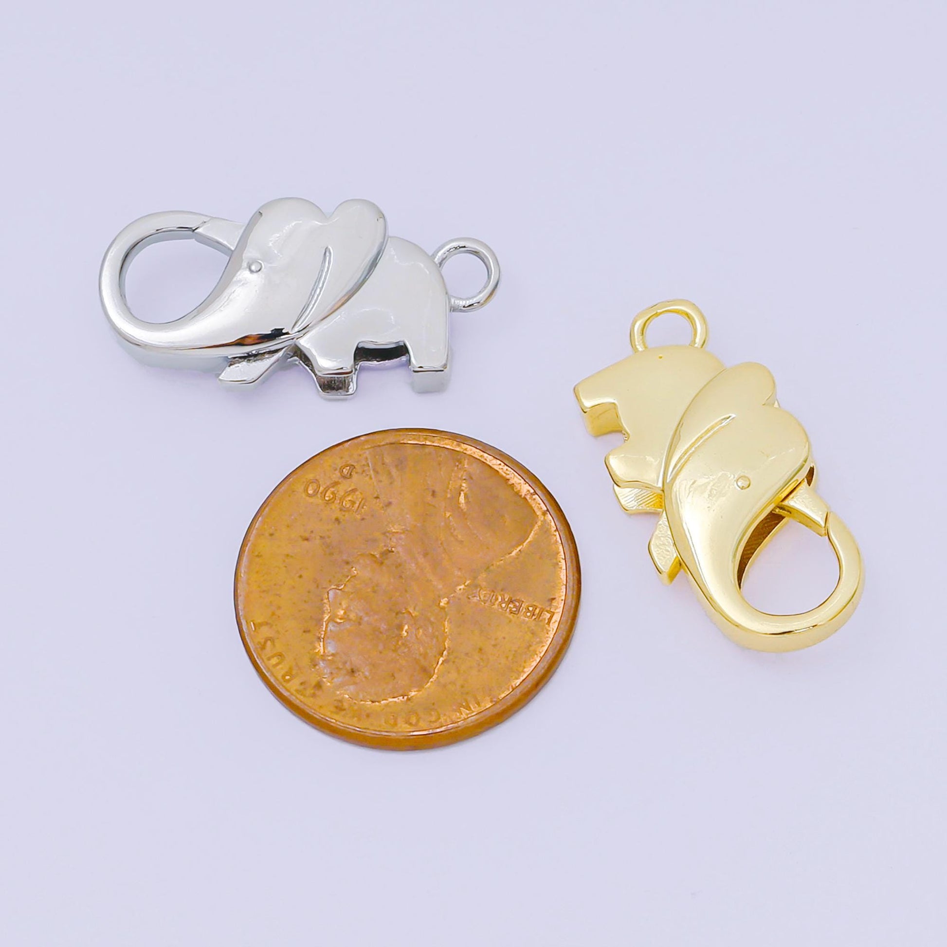 24K Gold Filled Elephant Lobster Clasp Closure Finding in Gold & Silver | Z1318