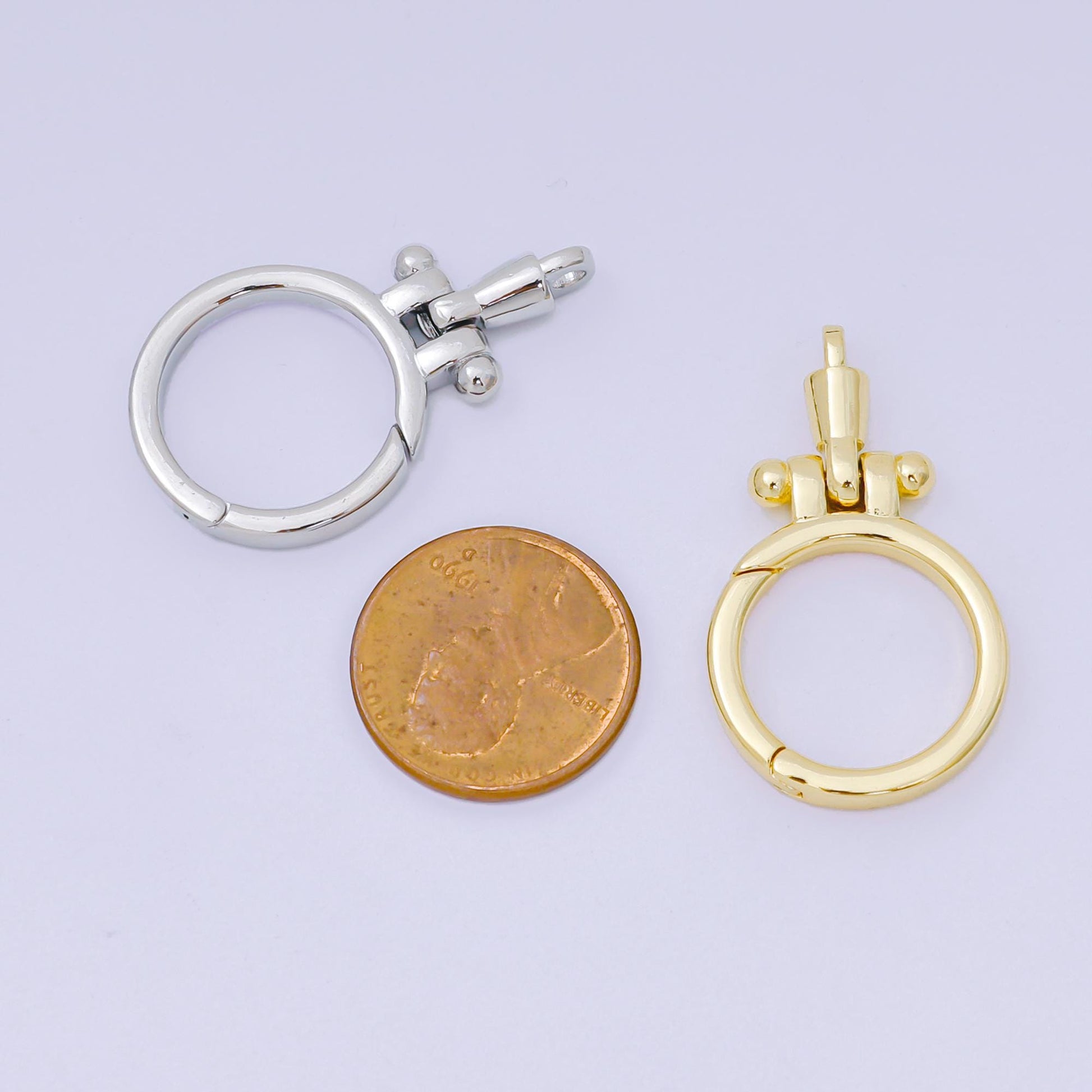 24K Gold Filled Round Push Gate Oblong Link Closure Finding in Gold & Silver | Z-1317
