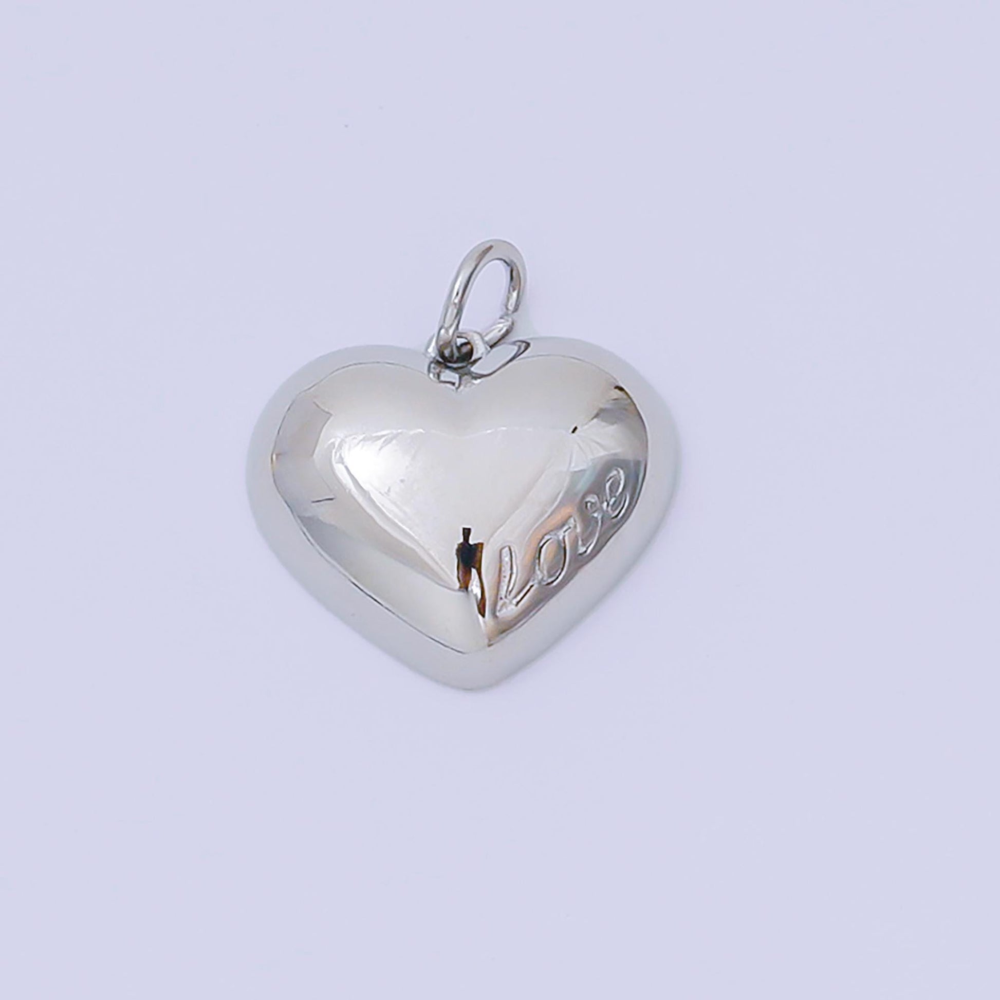 24k Gold Filled "Love" Cursive Script Chubby Heart Charm in Gold & Silver | M-570