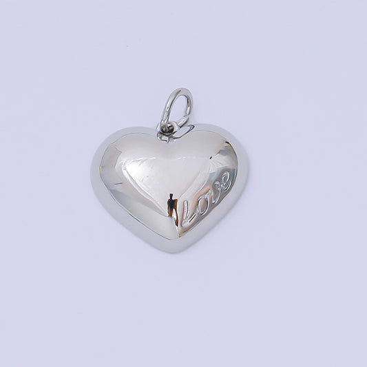 24k Gold Filled "Love" Cursive Script Chubby Heart Charm in Gold & Silver | M-570