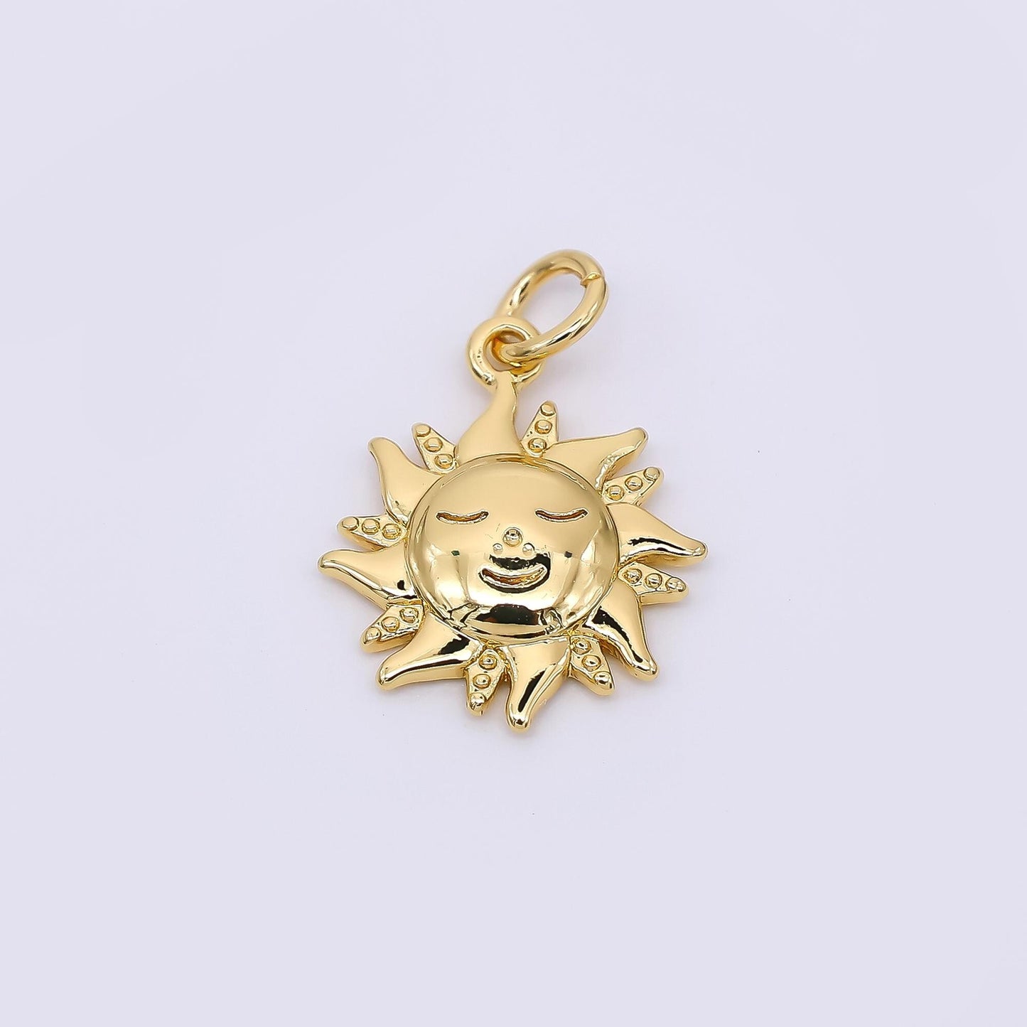 24K Gold Filled 16mm Face Sun Charm in Gold & Silver | M-674