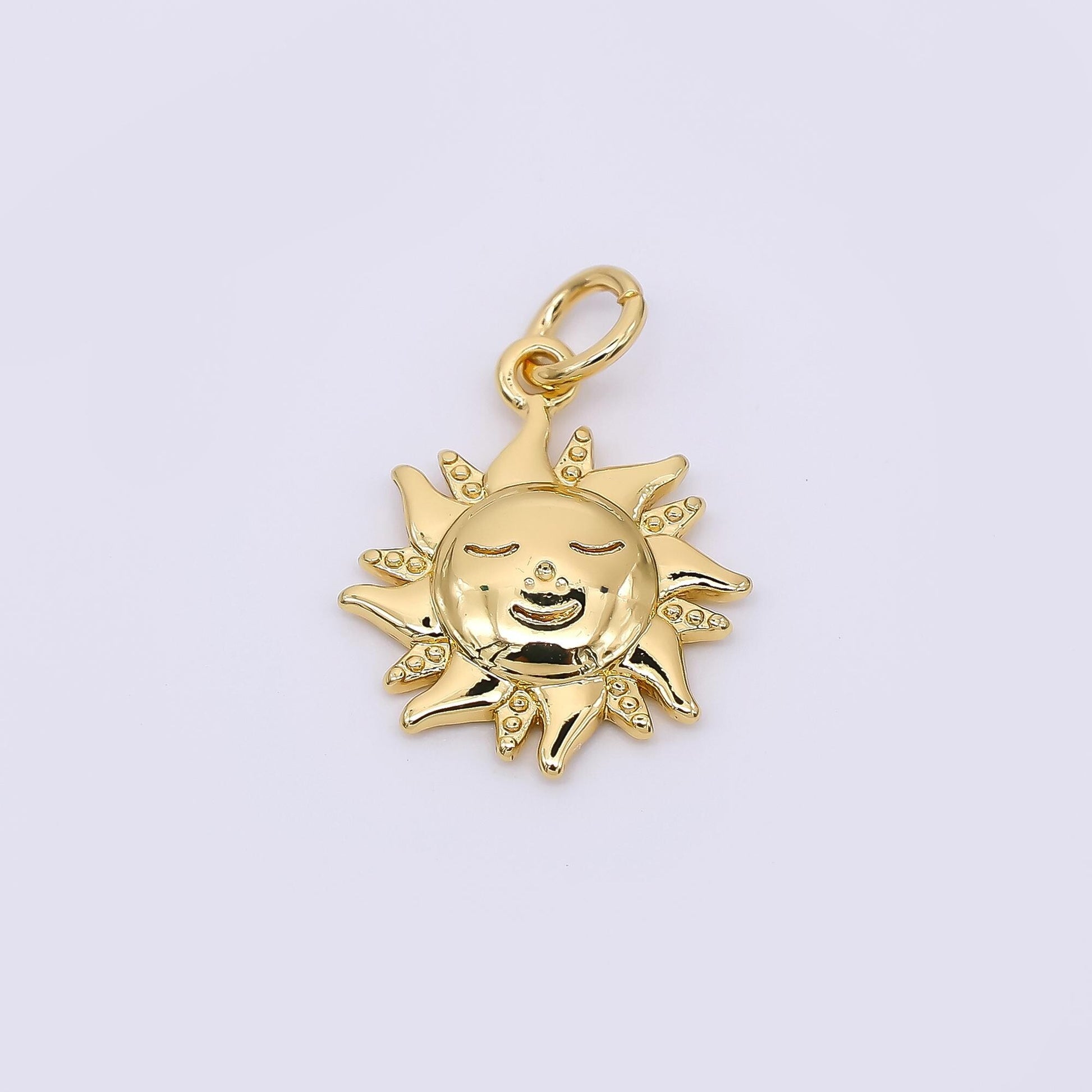24K Gold Filled 16mm Face Sun Charm in Gold & Silver | M-674