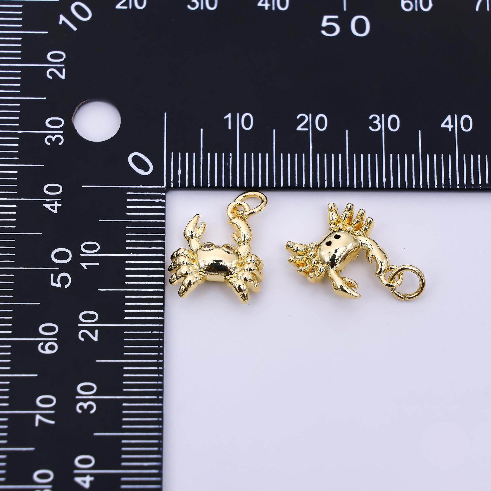 24K Gold Filled 16mm Micro Paved CZ Fresh Sea Crab Animal Charm | M-753
