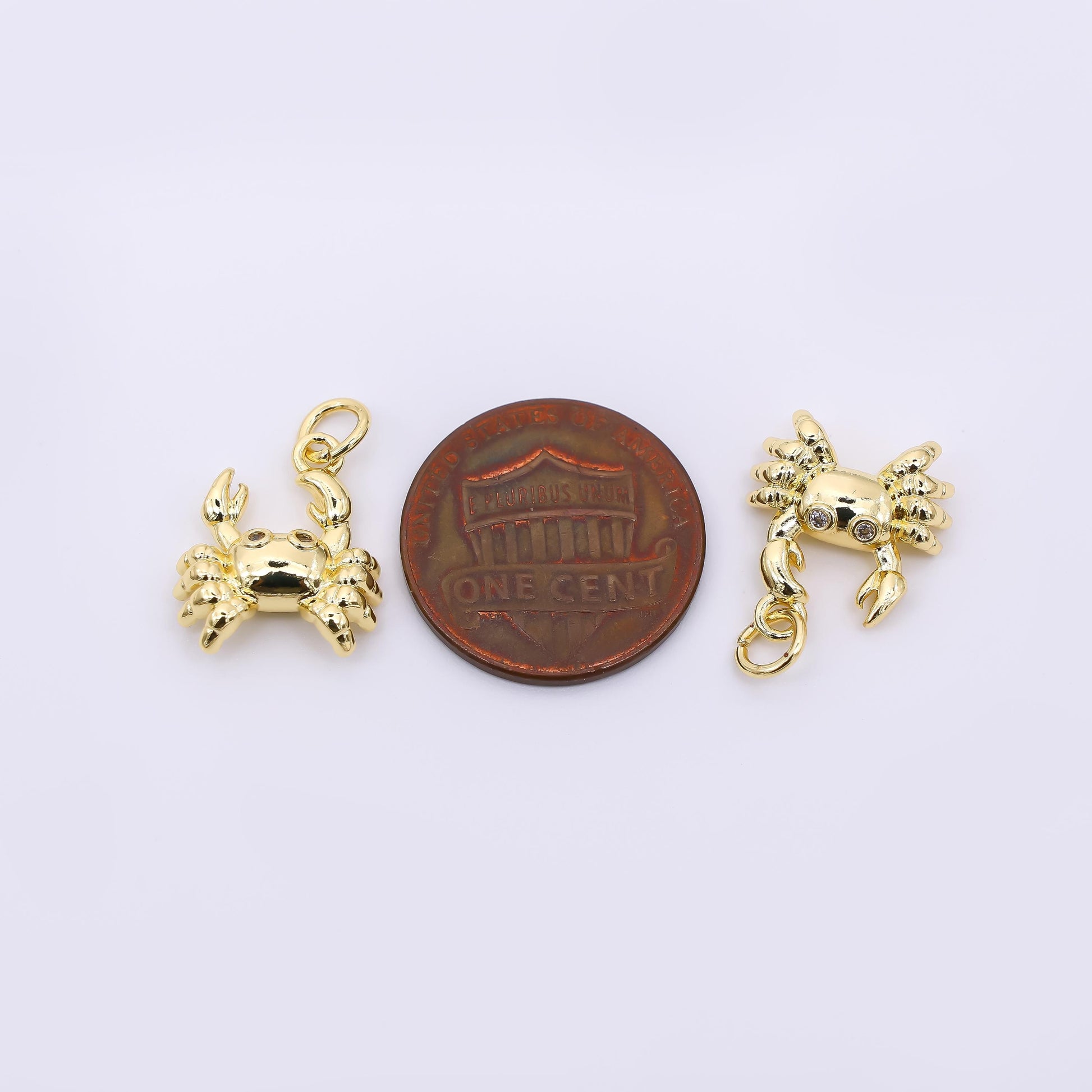 24K Gold Filled 16mm Micro Paved CZ Fresh Sea Crab Animal Charm | M-753