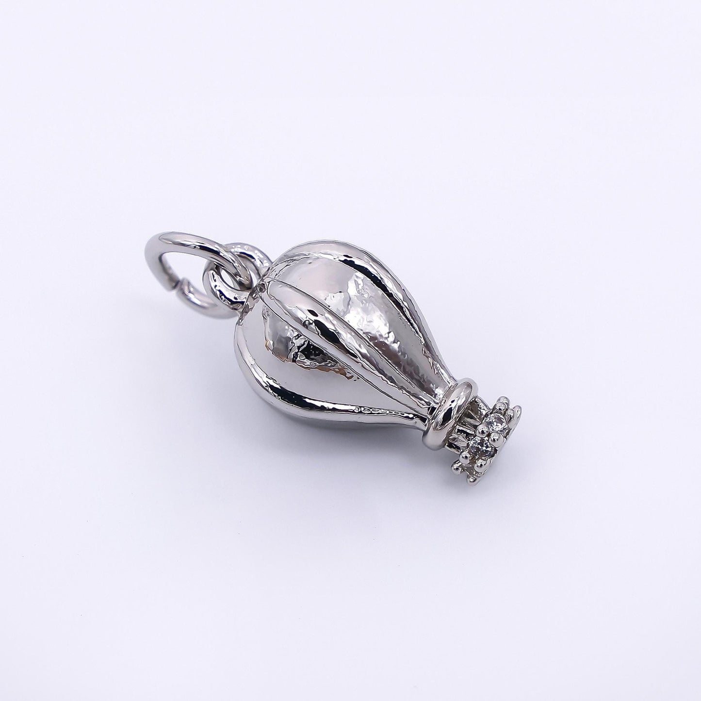 24K Gold Filled 15mm Micro Paved CZ Hot Air Balloon Charm in Gold & Silver | M-748