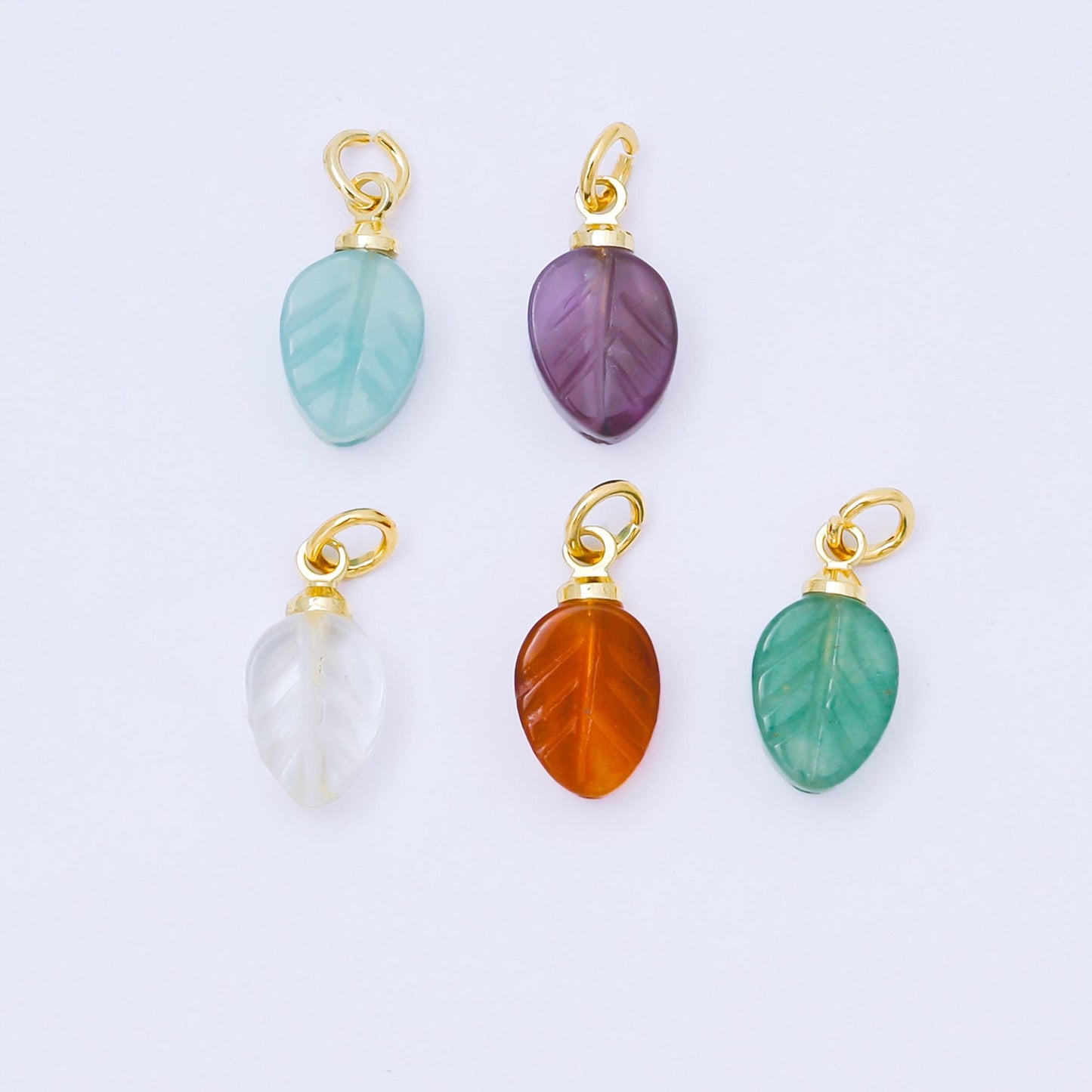 Mini 24K Gold Filled 11.6 Gemstone Beads Tropical Leaf Charm for Bracelet Necklace Earring Supply Component | AC-1591