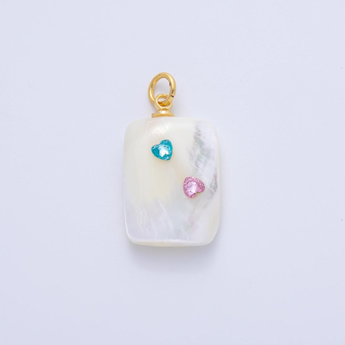 Mini White Tag Shell pearl charms white pearl Blue Heart CZ pendants dainty charm necklace pendant 14 mm pearl drop with bail AF-1384