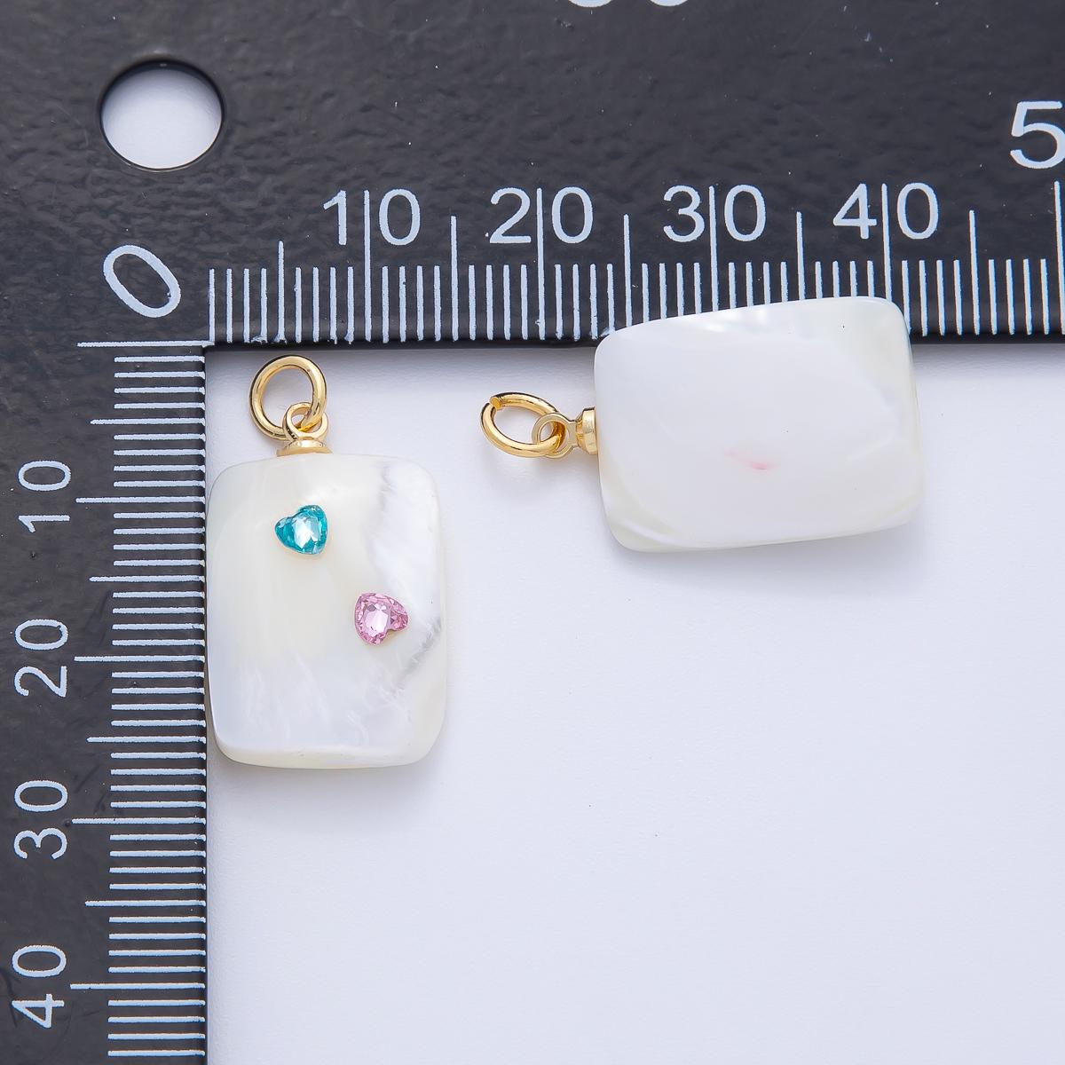 Mini White Tag Shell pearl charms white pearl Blue Heart CZ pendants dainty charm necklace pendant 14 mm pearl drop with bail AF-1384