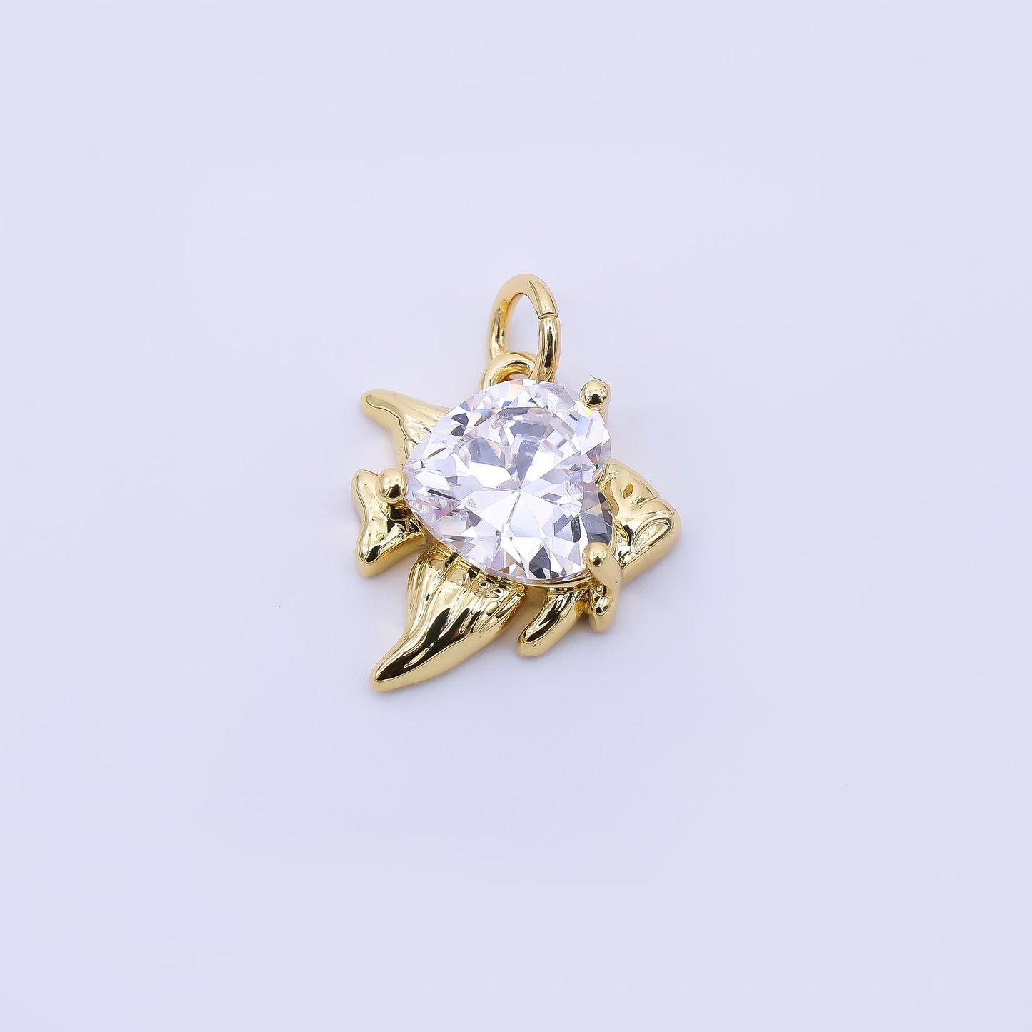 24K Gold Filled 13mm Heart-Shaped CZ Under the Sea Goldfin Fish Charm | AJ392