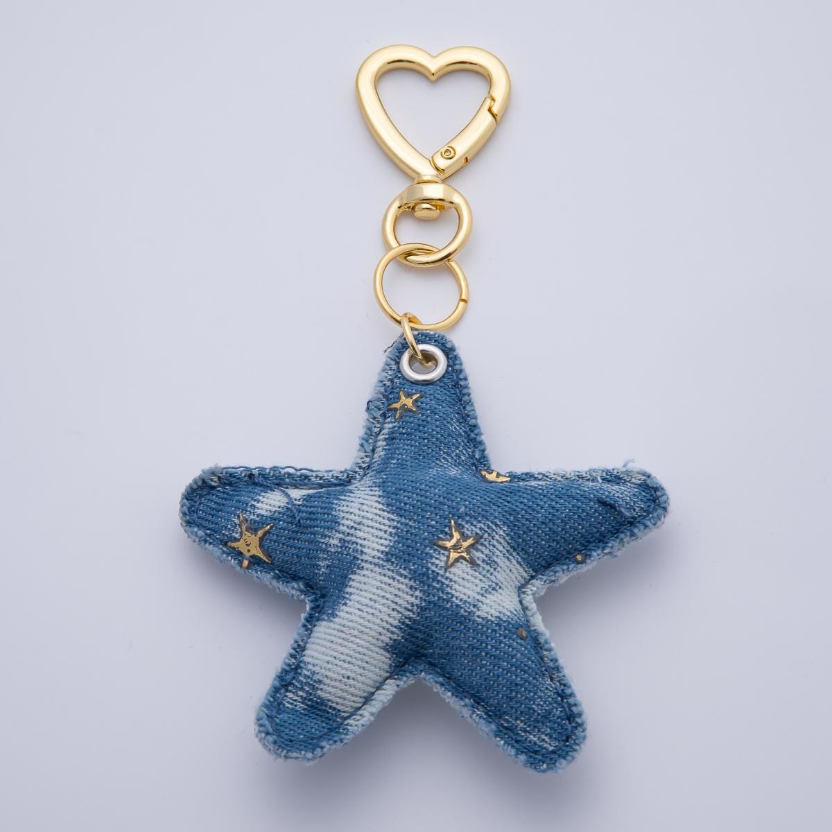 Handcrafted Jeans Blue Denim Keychain in Star Shaped for Backpack Purse Back to School Charm WB-00141