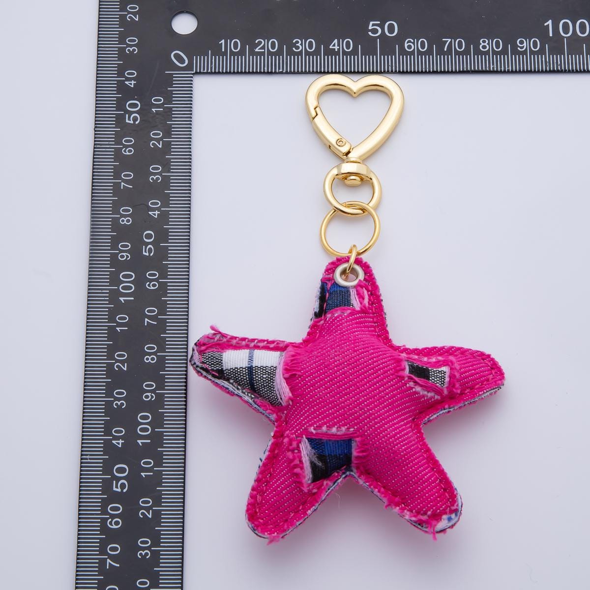 Handcrafted Jeans Blue Denim Keychain in Star Shaped for Backpack Purse Back to School Charm WB-00141