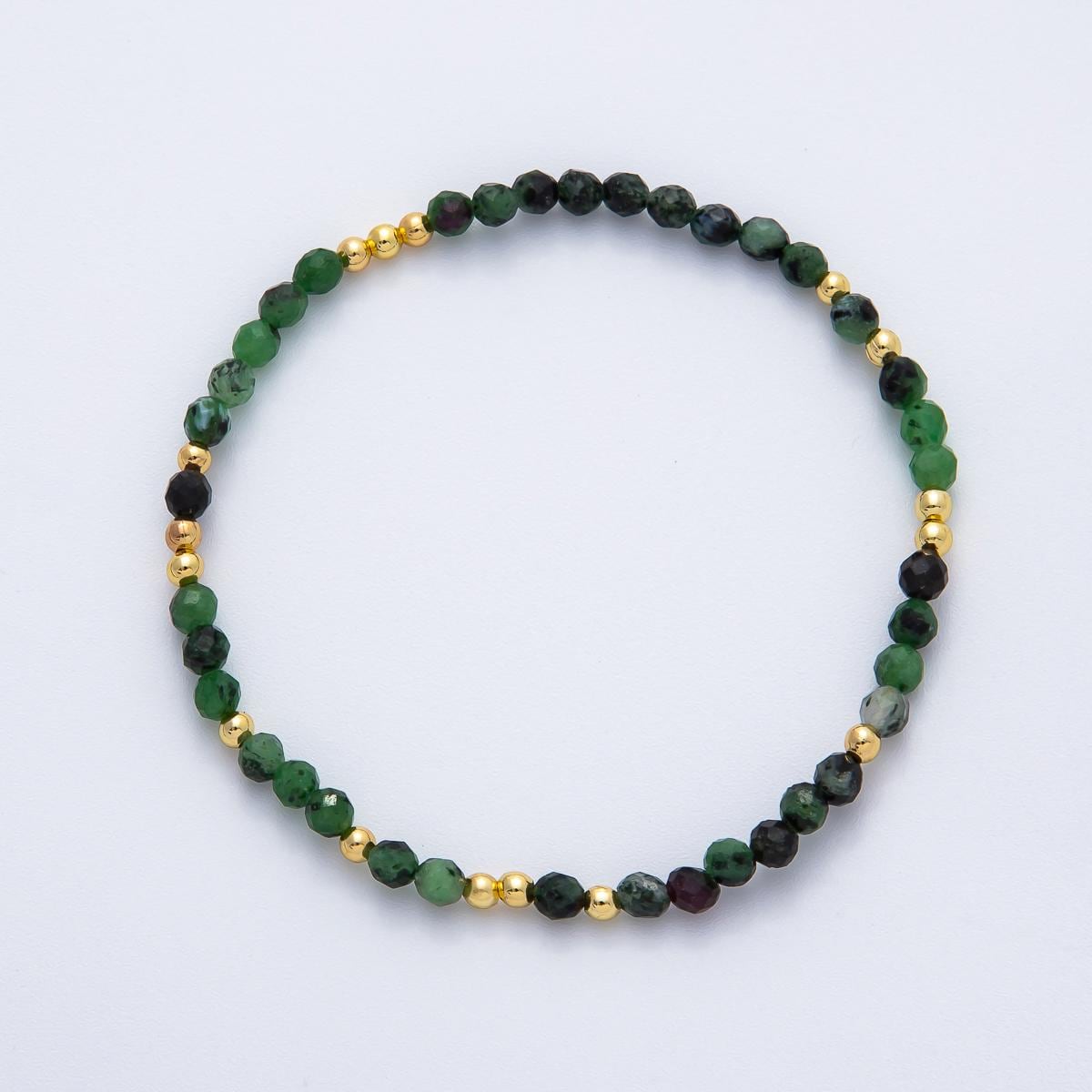 Dainty Beaded Stretch Bracelet Gemstone Gold 4mm Seed Bead Bracelets Dainty Layering Stack Jewelry WA-3451