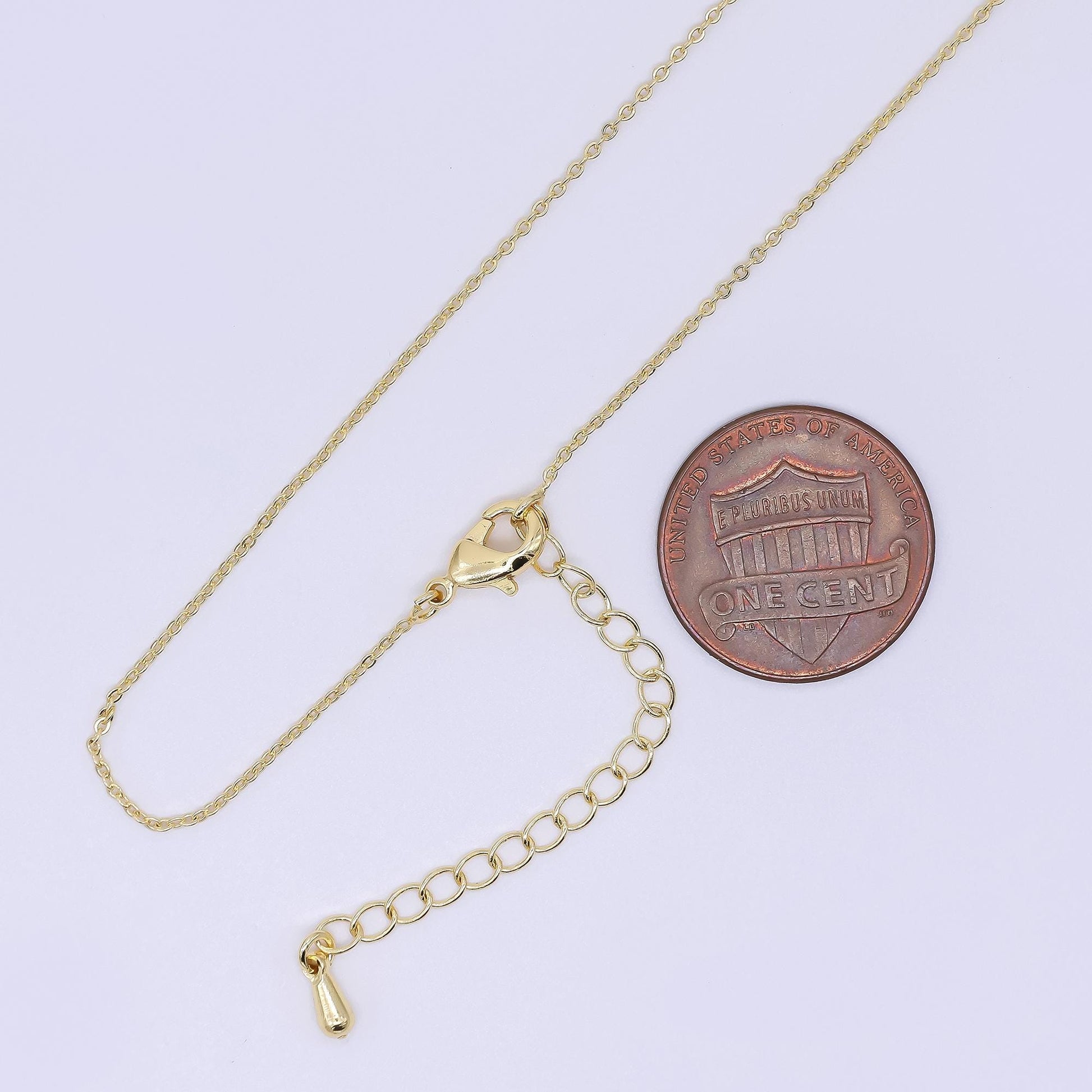 24K Gold Filled 1mm Dainty Minimalist Cable Chain 19.5 Inch Necklace w. Extender | WA-3242